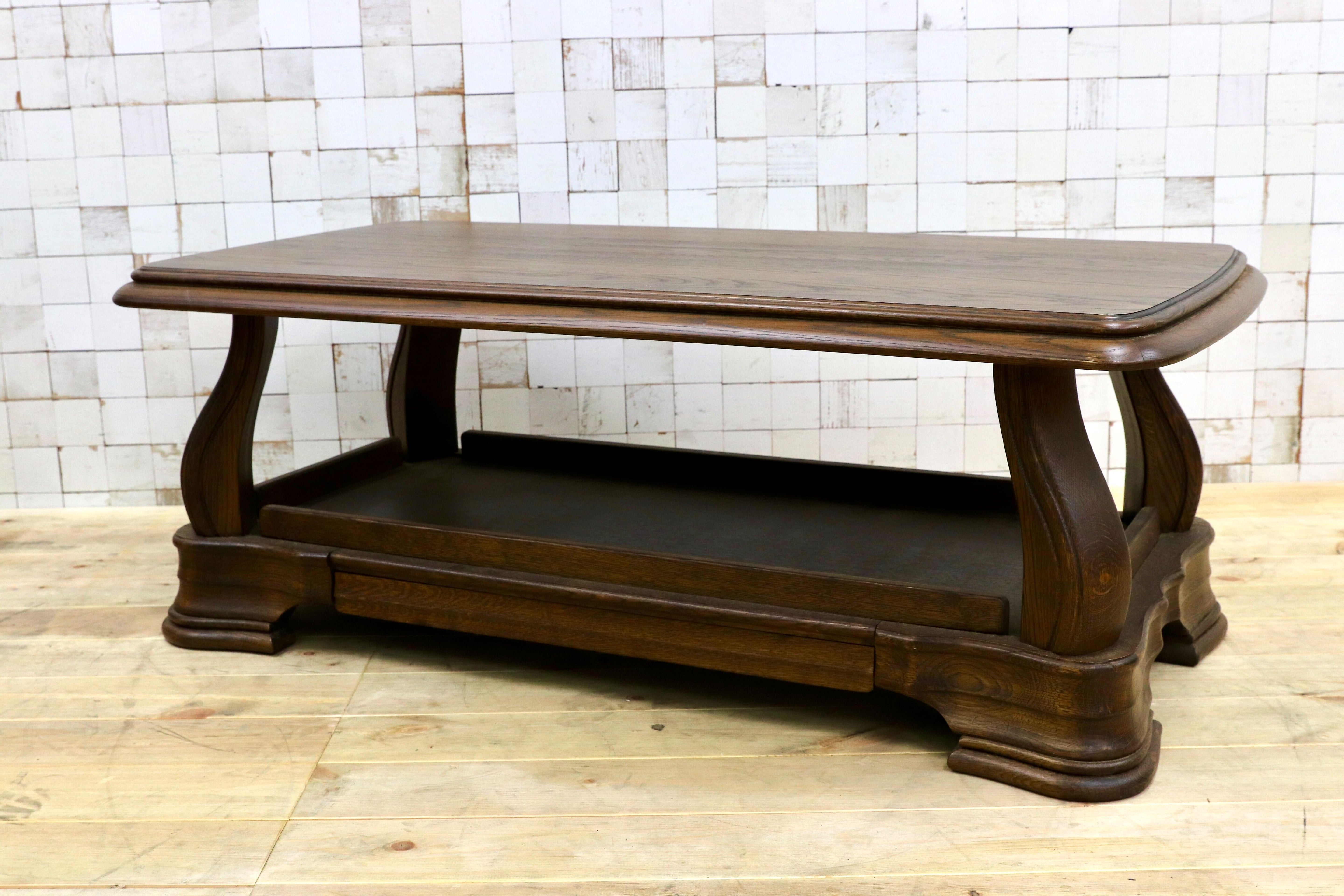 GMHO100○オランダ製 ダッチカントリースタイル センターテーブル リビングテーブル オーク無垢材 カントリー クラシック オールド 応接