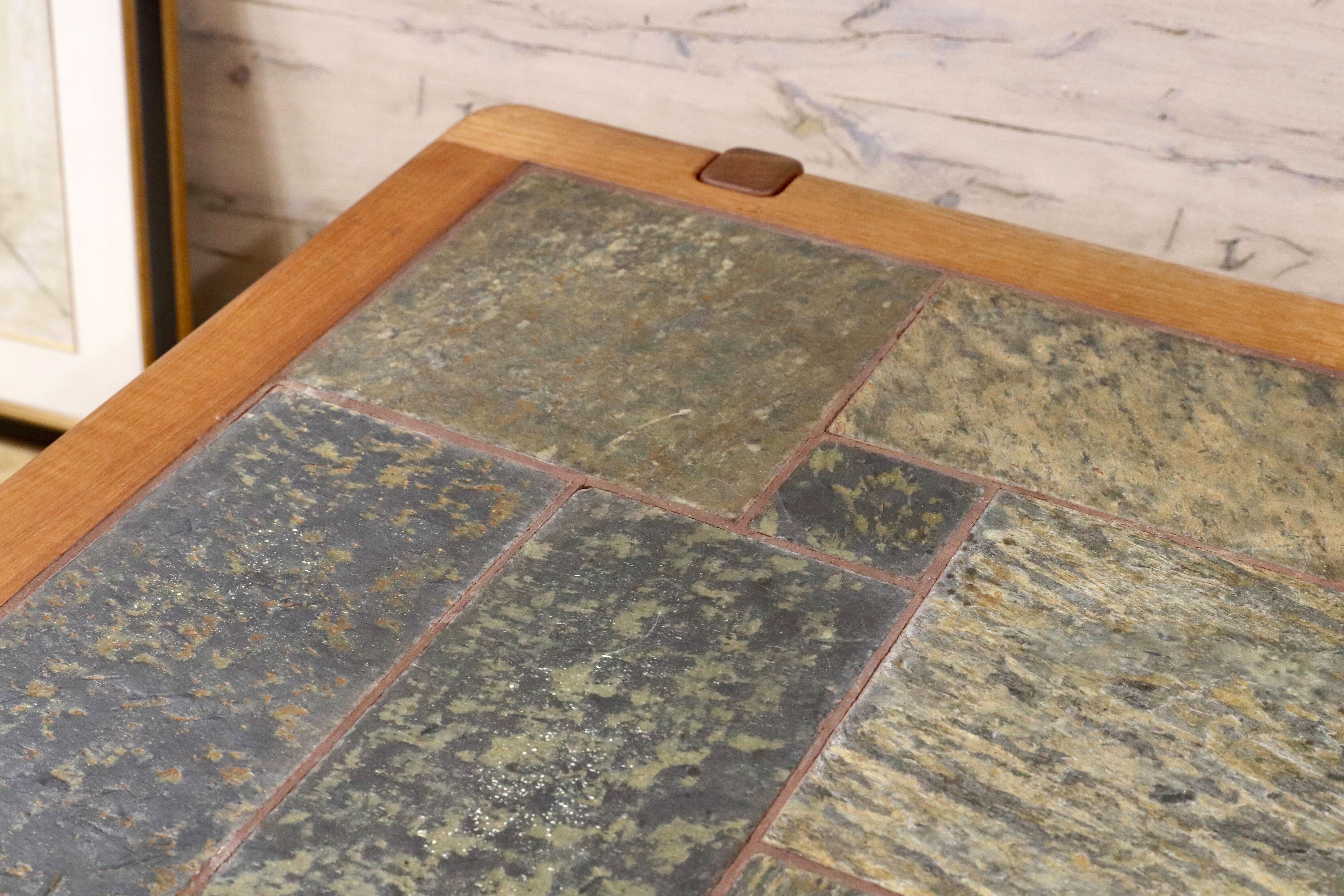 GMFK434○Dyrlund / デューロン 北欧 デンマーク ヴィンテージ センターテーブル リビングテーブル チーク無垢材 石天板 稀少