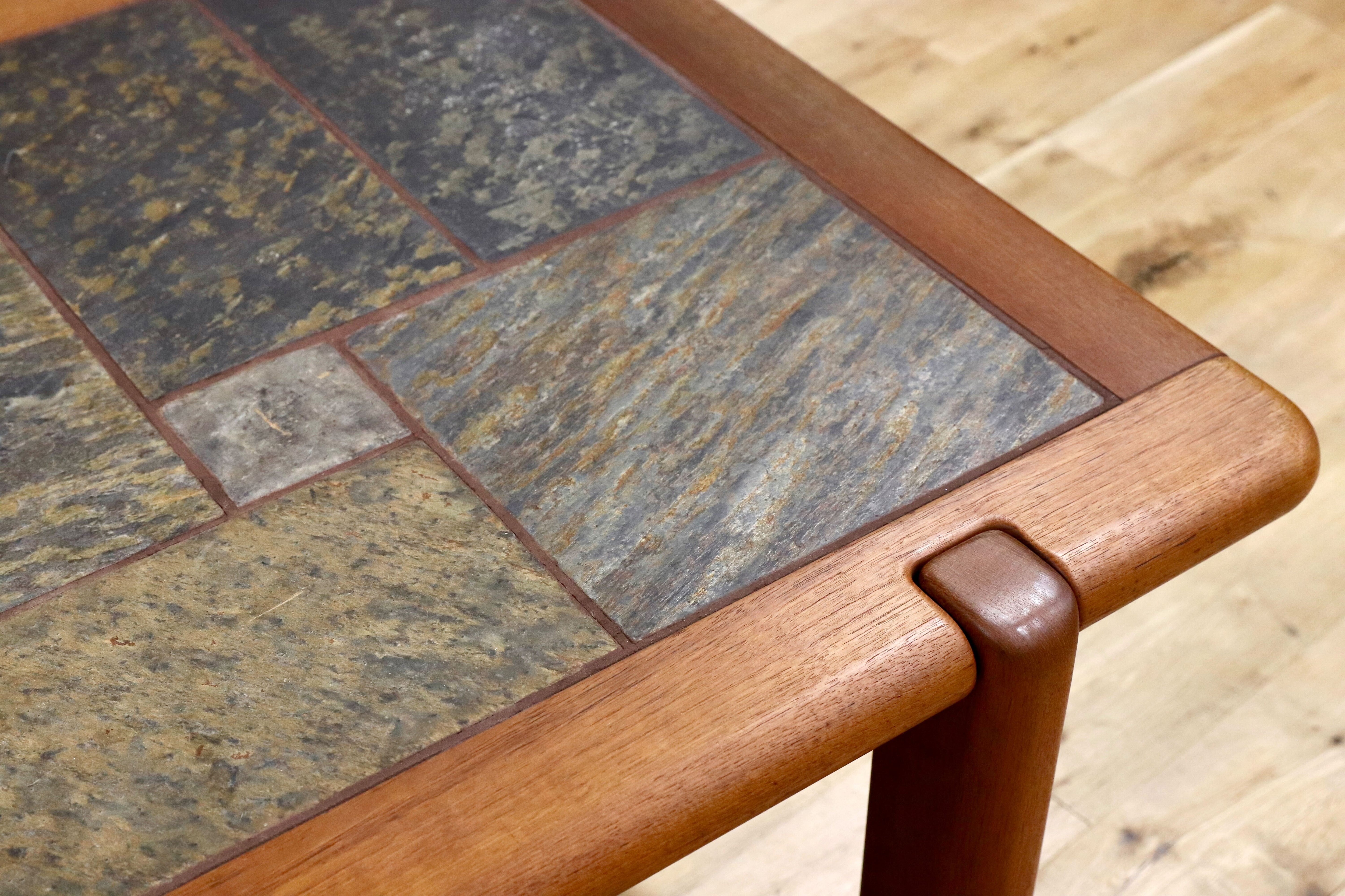 GMFK434○Dyrlund / デューロン 北欧 デンマーク ヴィンテージ センターテーブル リビングテーブル チーク無垢材 石天板 稀少