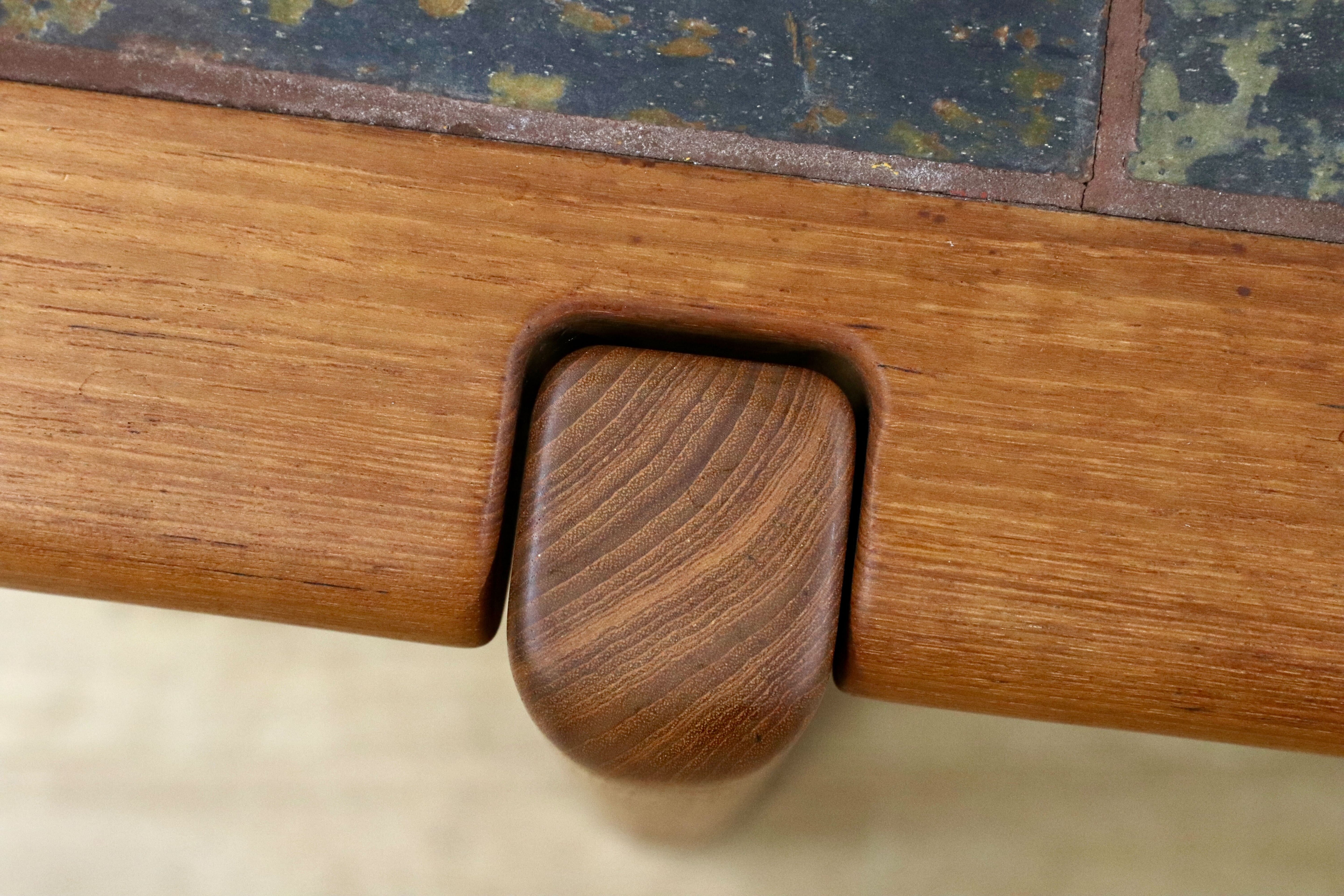 GMFK434○Dyrlund / デューロン 北欧 デンマーク ヴィンテージ センターテーブル リビングテーブル チーク無垢材 石天板 稀少