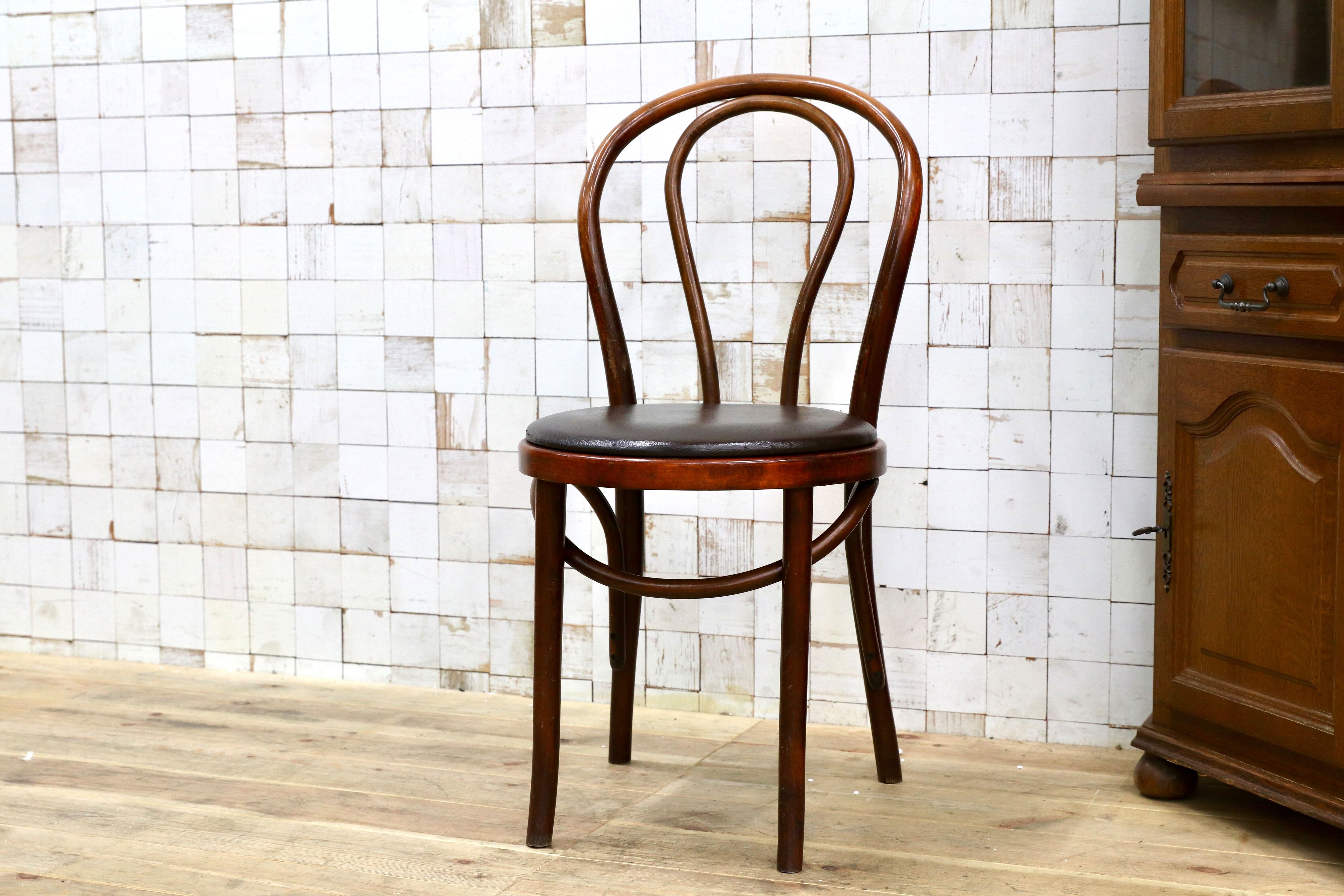 GMIH421G○maruni / マルニ オールド ヴィンテージ ベントウッドチェア ルーマニア製 曲木 アンティーク 合皮 ブナ材 稀少