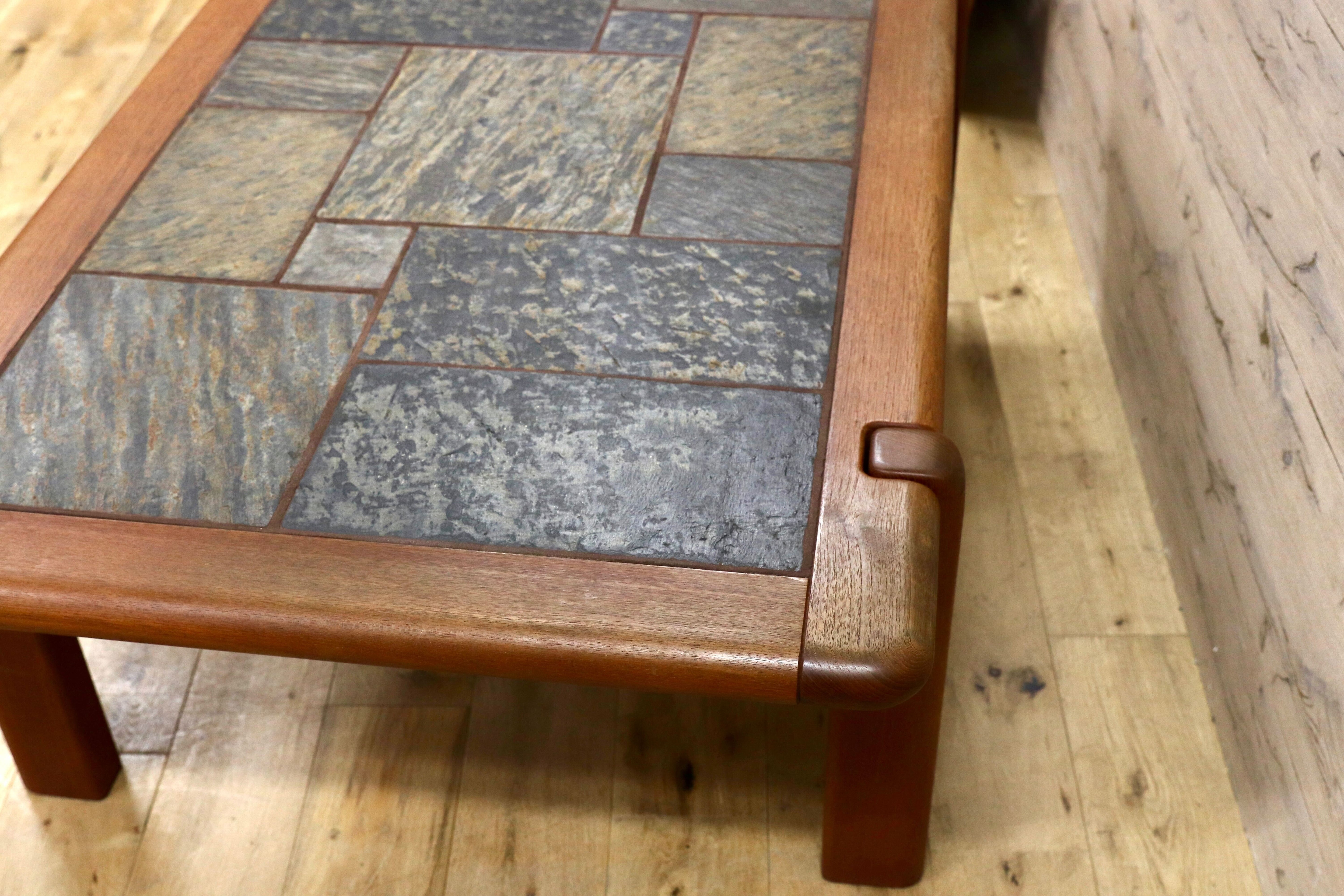 GMFK434○Dyrlund / デューロン 北欧 デンマーク ヴィンテージ センターテーブル リビングテーブル チーク無垢材 石天板 稀少