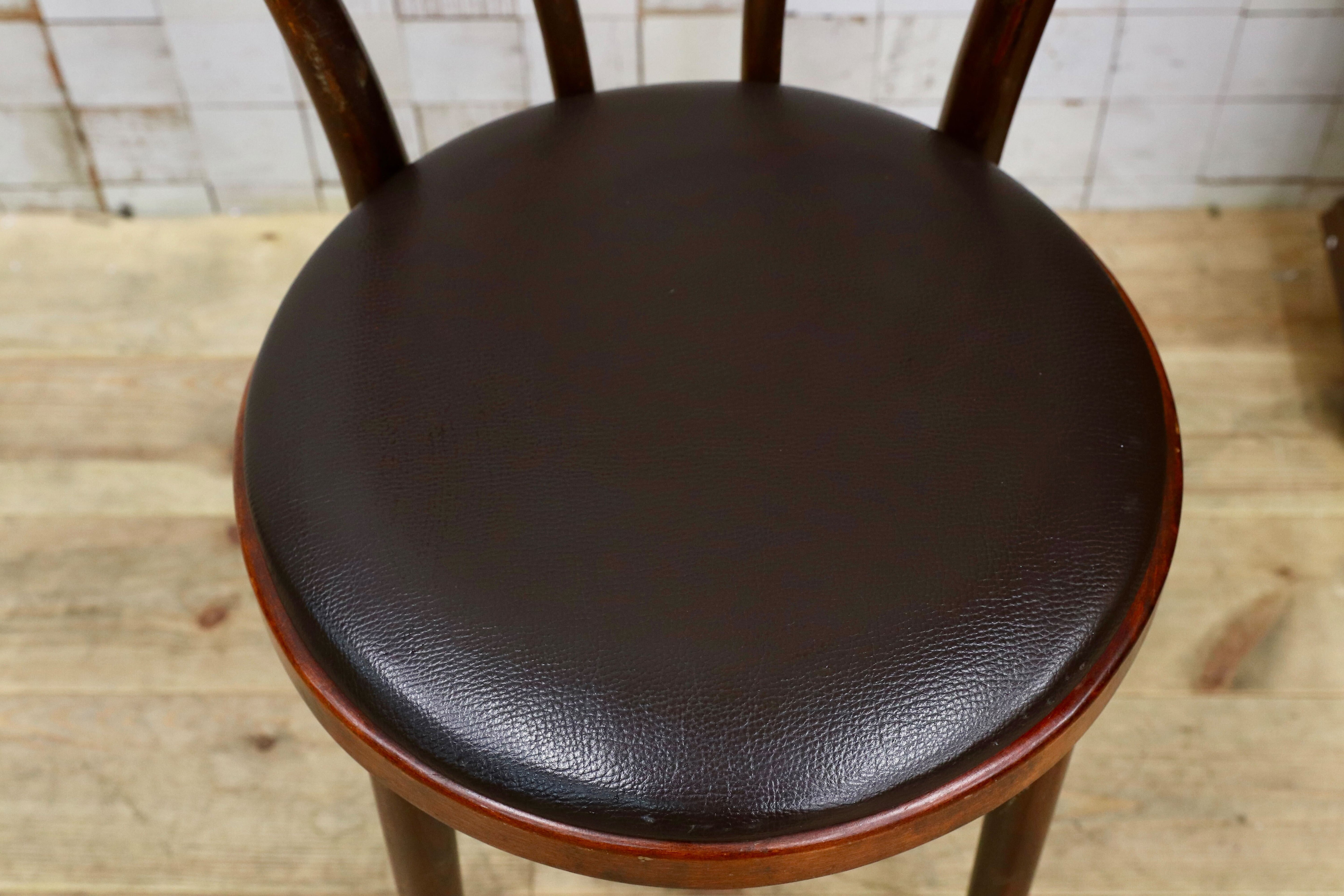 GMIH421G○maruni / マルニ オールド ヴィンテージ ベントウッドチェア ルーマニア製 曲木 アンティーク 合皮 ブナ材 稀少