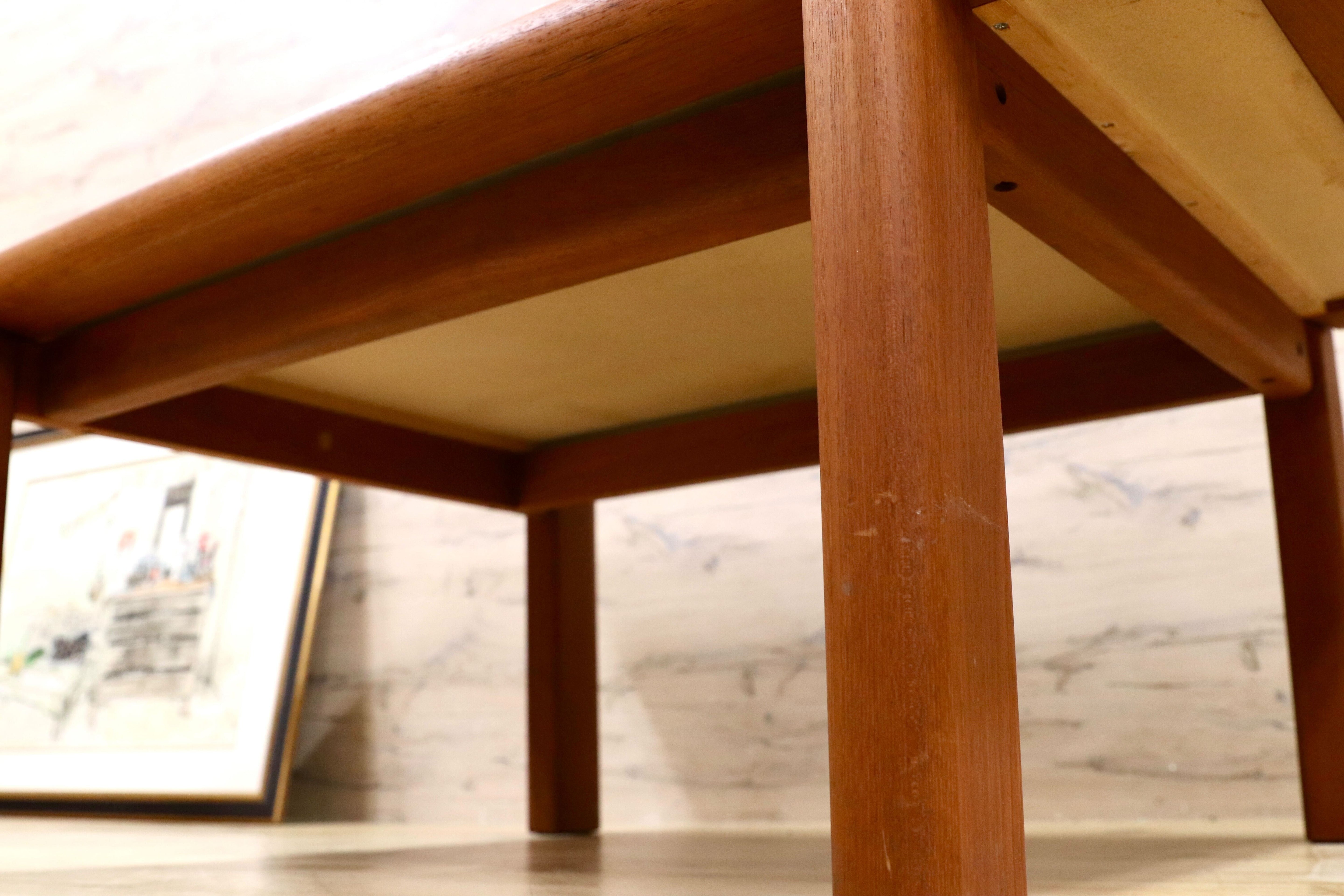 GMFK434○Dyrlund / デューロン 北欧 デンマーク ヴィンテージ センターテーブル リビングテーブル チーク無垢材 石天板 稀少