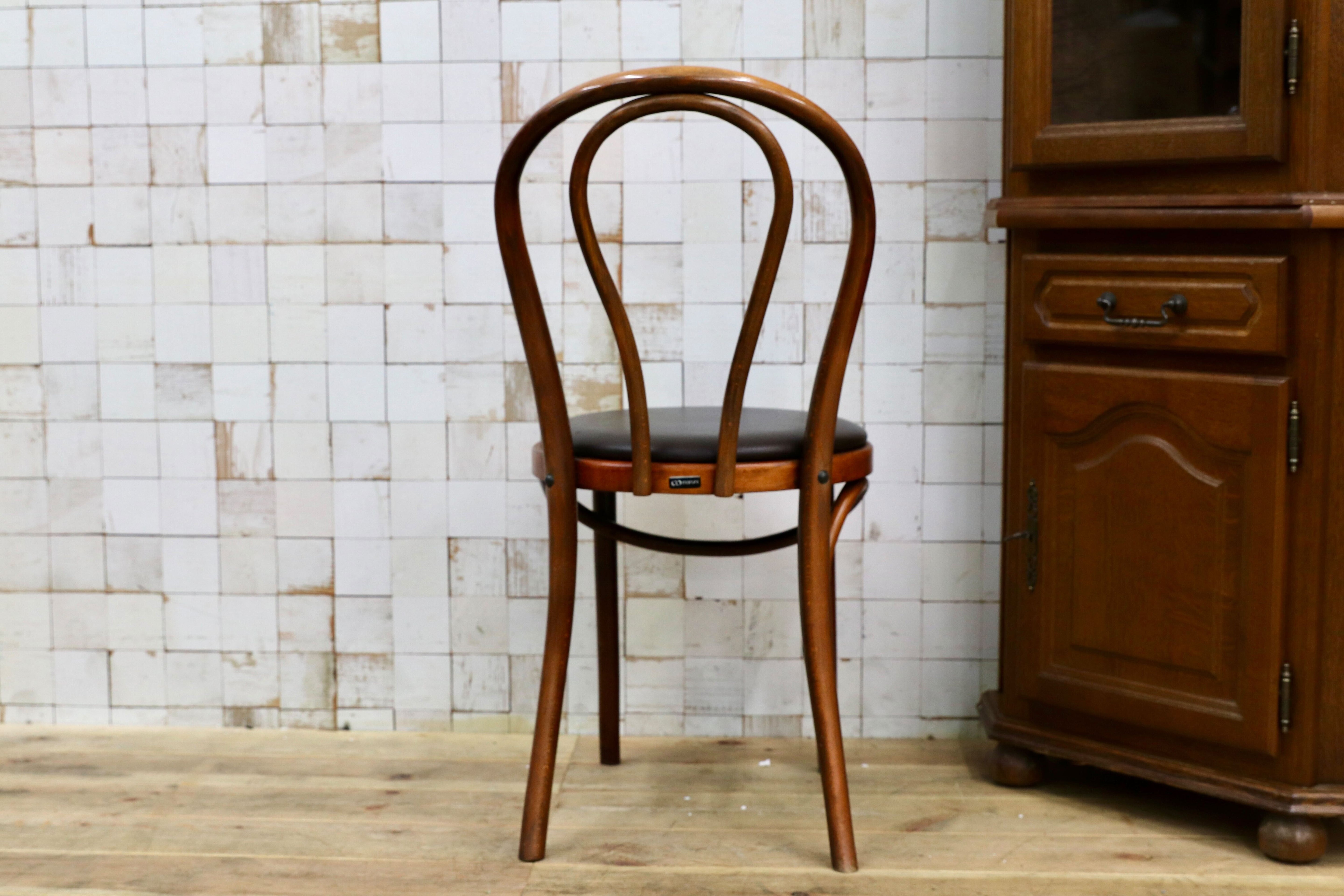 GMIH421G○maruni / マルニ オールド ヴィンテージ ベントウッドチェア ルーマニア製 曲木 アンティーク 合皮 ブナ材 稀少