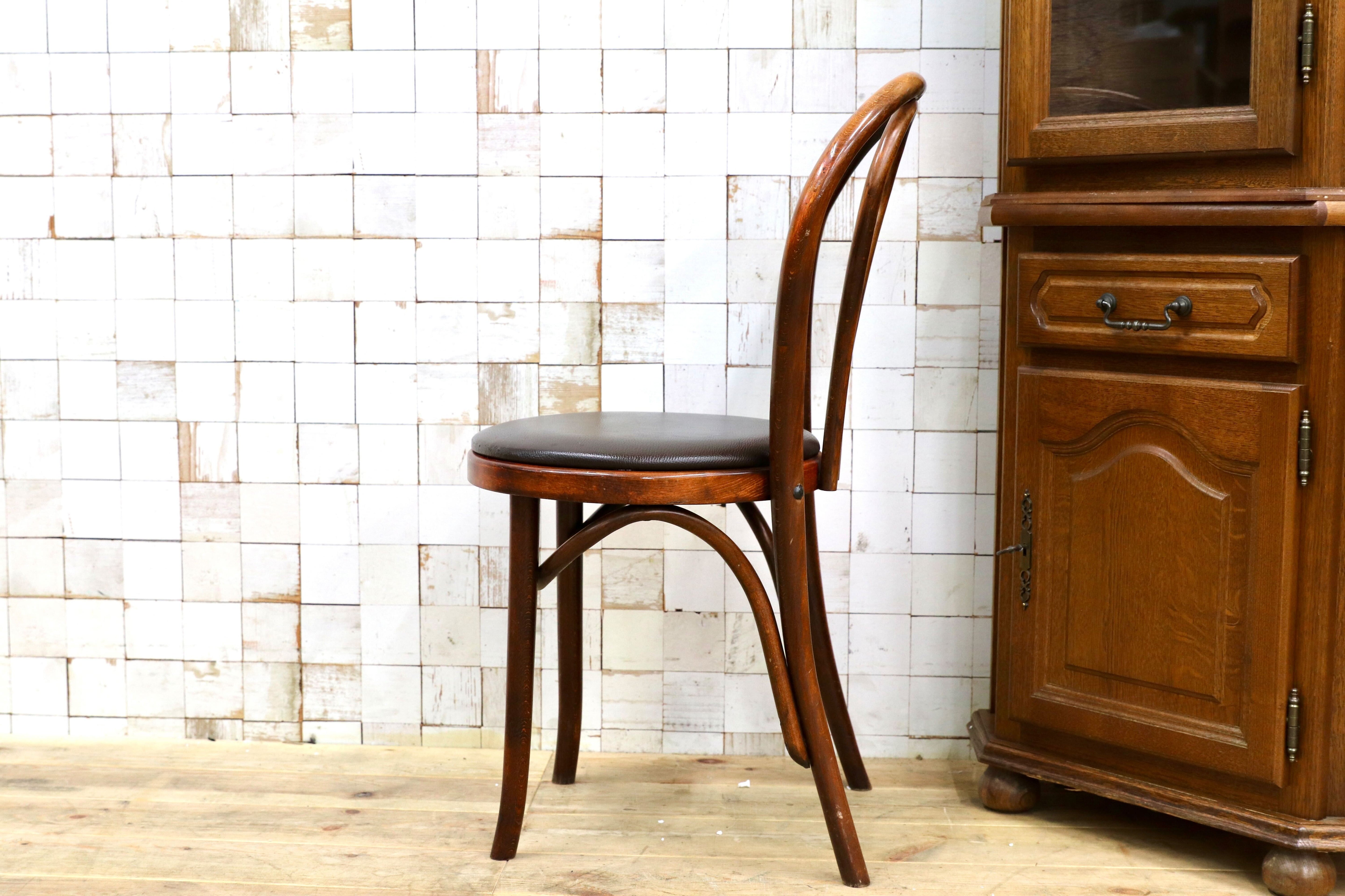 GMIH421G○maruni / マルニ オールド ヴィンテージ ベントウッドチェア ルーマニア製 曲木 アンティーク 合皮 ブナ材 稀少