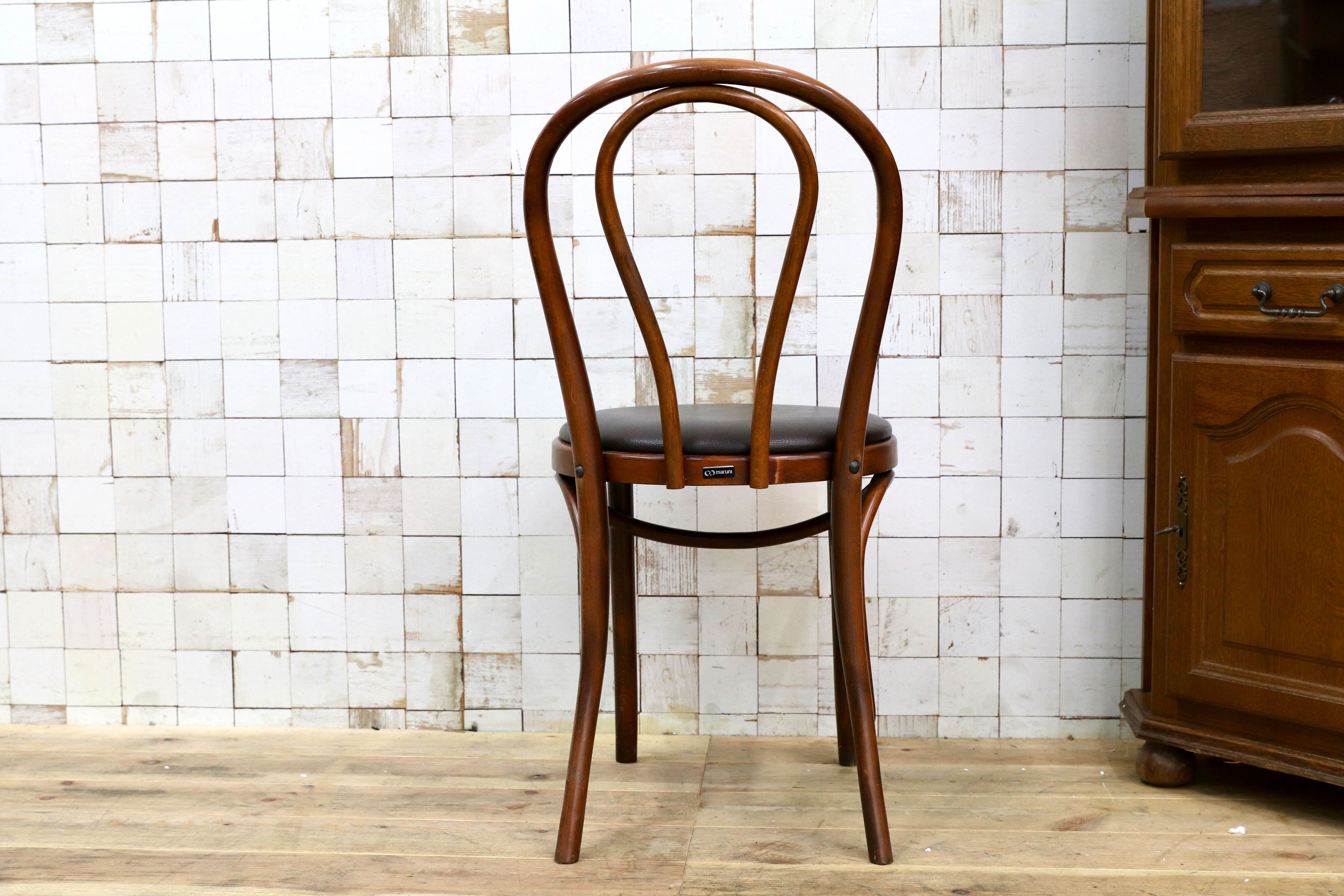 GMIH421I○maruni / マルニ オールド ヴィンテージ ベントウッドチェア ルーマニア製 曲木 アンティーク 合皮 ブナ材 稀少