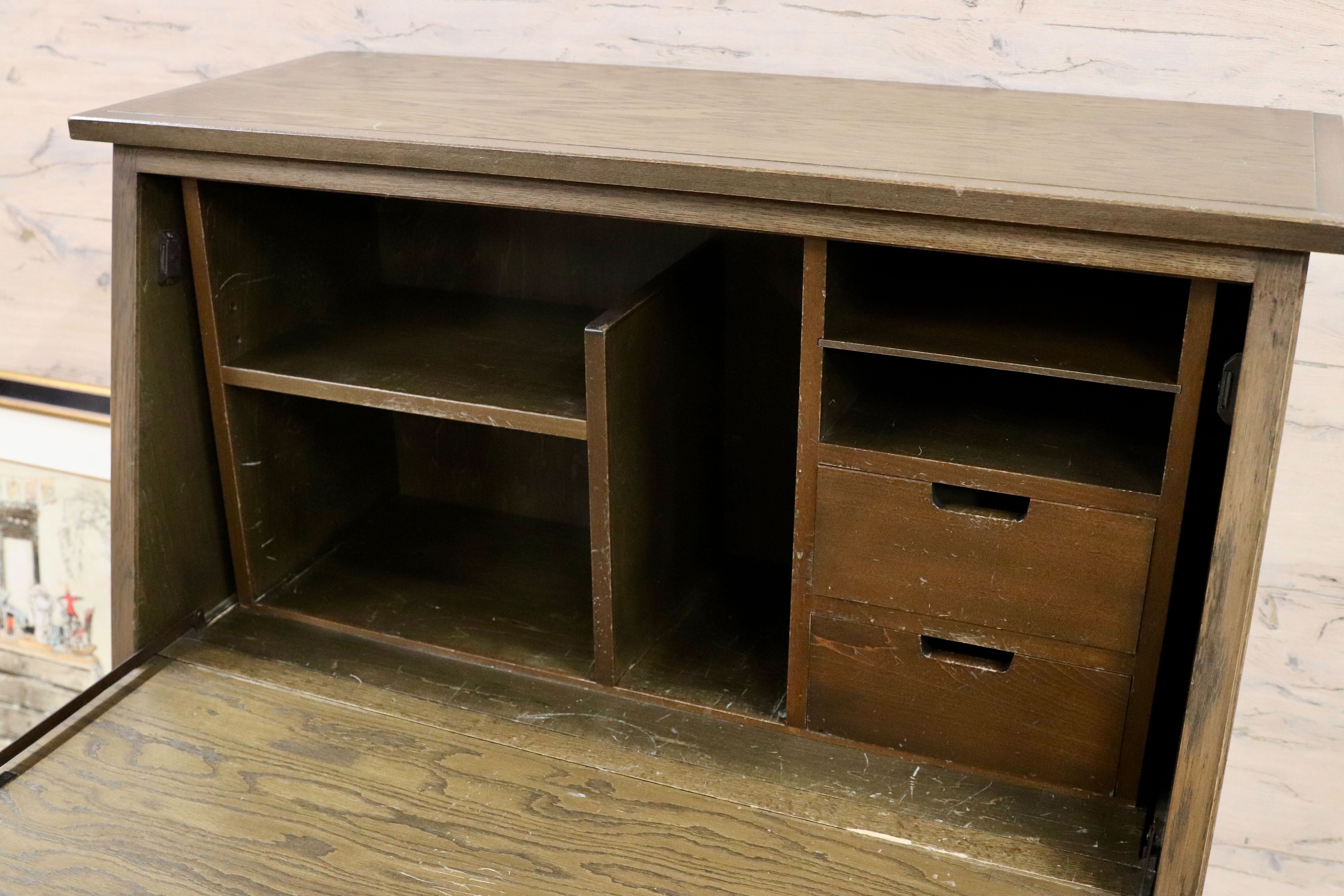 GMGH456○神戸家具 神戸洋家具 伊藤家具 ライティングビューロー デスク 机 楢材 レトロ カントリー 稀少 逸品 アンティーク