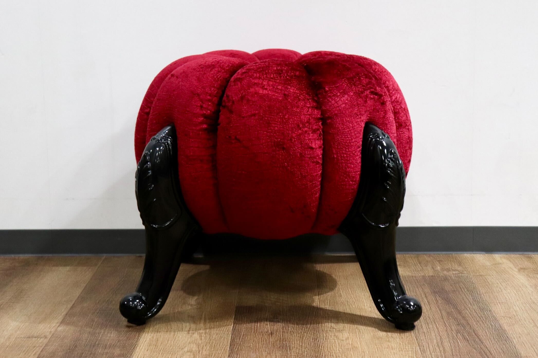 GMHH489G○パンプキンスツール アンティーク調 猫脚 ファブリック オットマン 腰掛け ヨーロピアン エレガント チェア 展示品