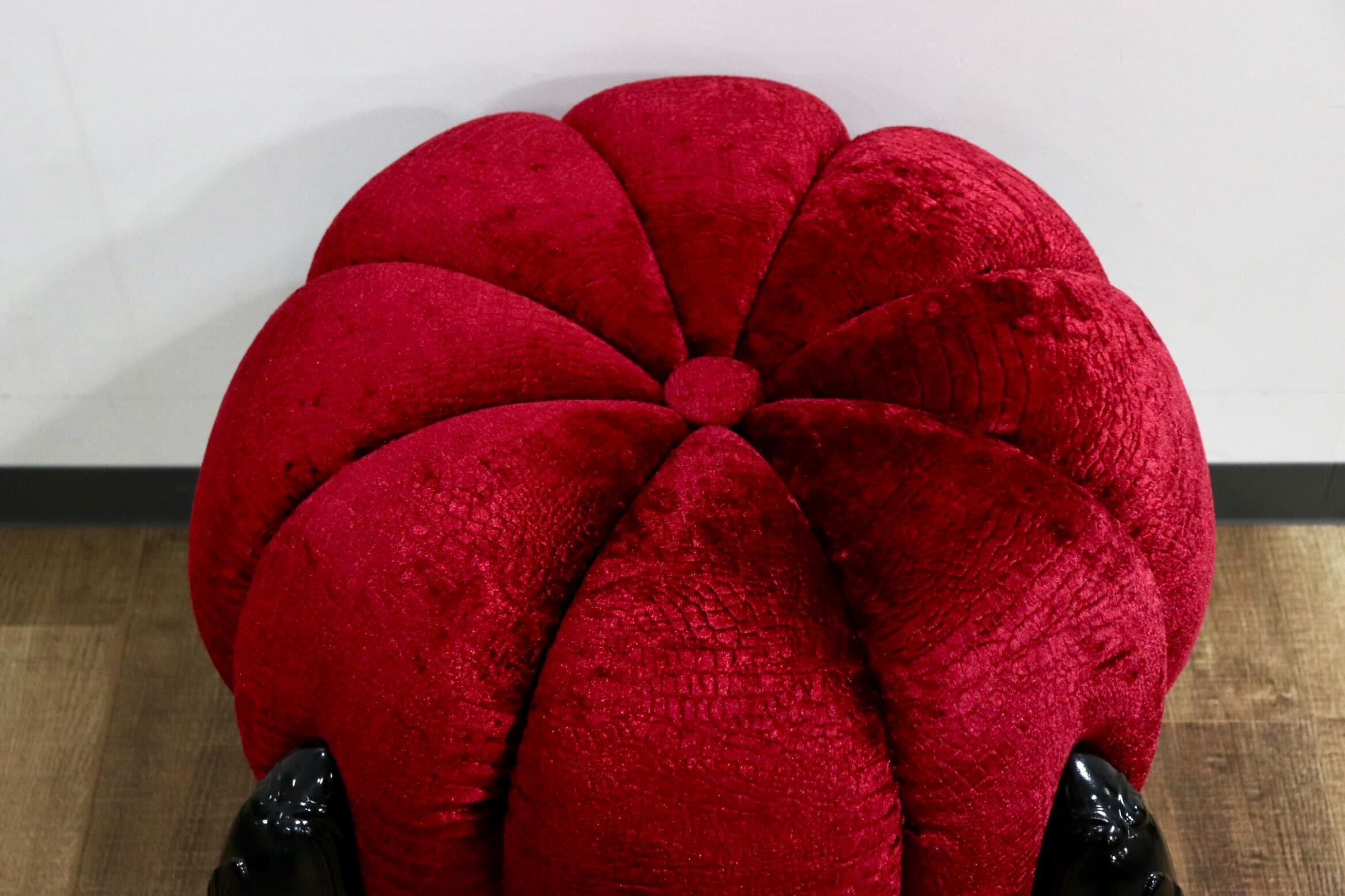 GMHH489G○パンプキンスツール アンティーク調 猫脚 ファブリック オットマン 腰掛け ヨーロピアン エレガント チェア 展示品