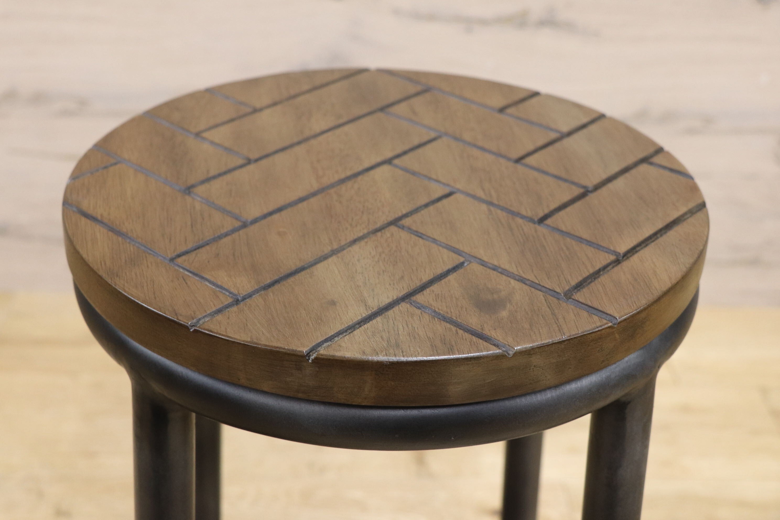 GMJH322○ASPLUND / アスプルンド BOULTON STOOL ボールトンスツール ヘリンボーン柄 サイドテーブル 廃盤 アイアン