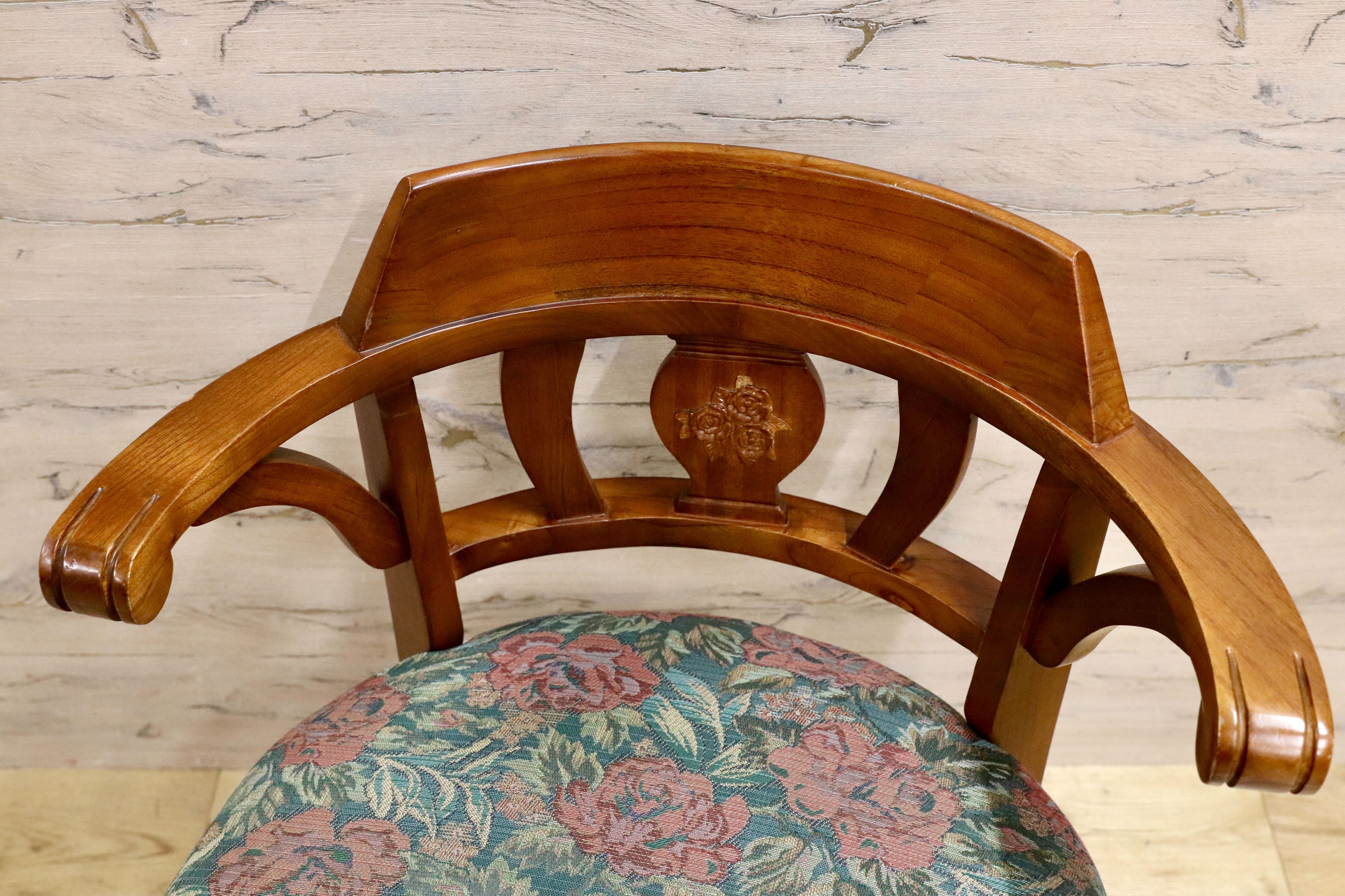 GMHS269C○英国カントリースタイル ダイニングチェア アームチェア 食卓椅子 ファブリック 花柄 アンティーク 検)三越ブルージュ 東海家具