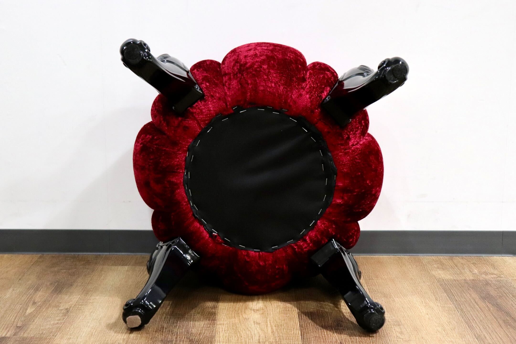 GMHH489G○パンプキンスツール アンティーク調 猫脚 ファブリック オットマン 腰掛け ヨーロピアン エレガント チェア 展示品