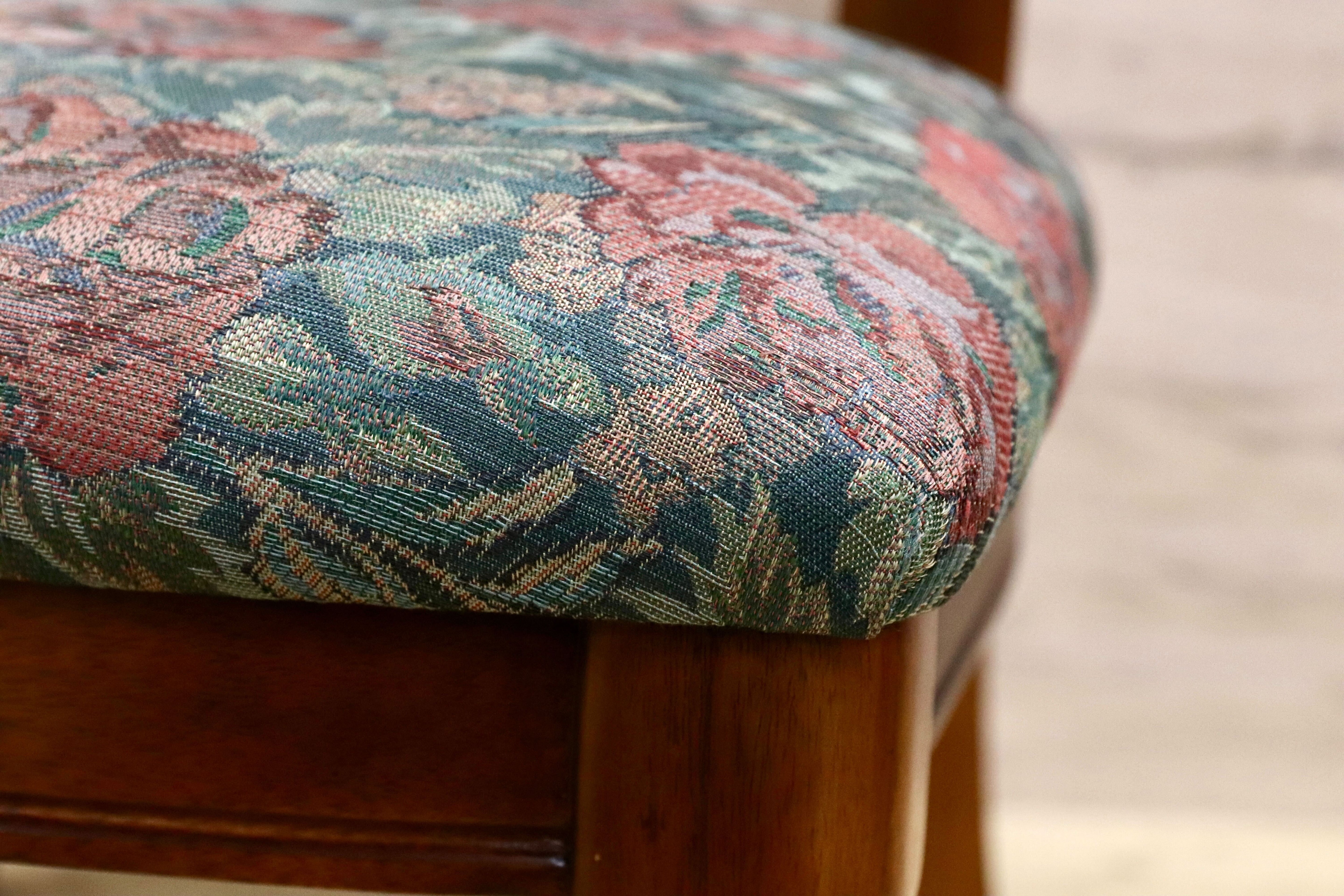 GMHS269C○英国カントリースタイル ダイニングチェア アームチェア 食卓椅子 ファブリック 花柄 アンティーク 検)三越ブルージュ 東海家具