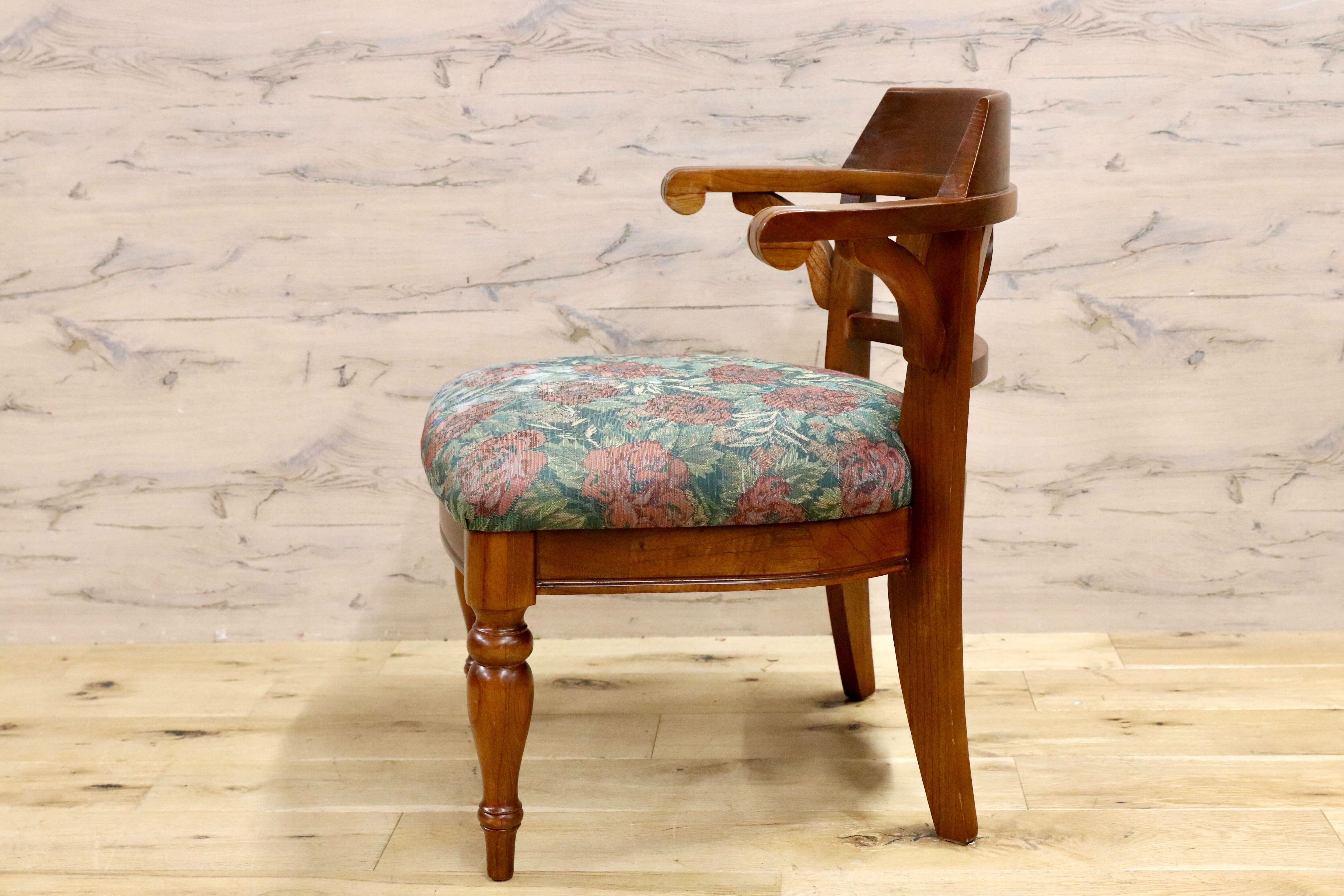 GMHS269C○英国カントリースタイル ダイニングチェア アームチェア 食卓椅子 ファブリック 花柄 アンティーク 検)三越ブルージュ 東海家具