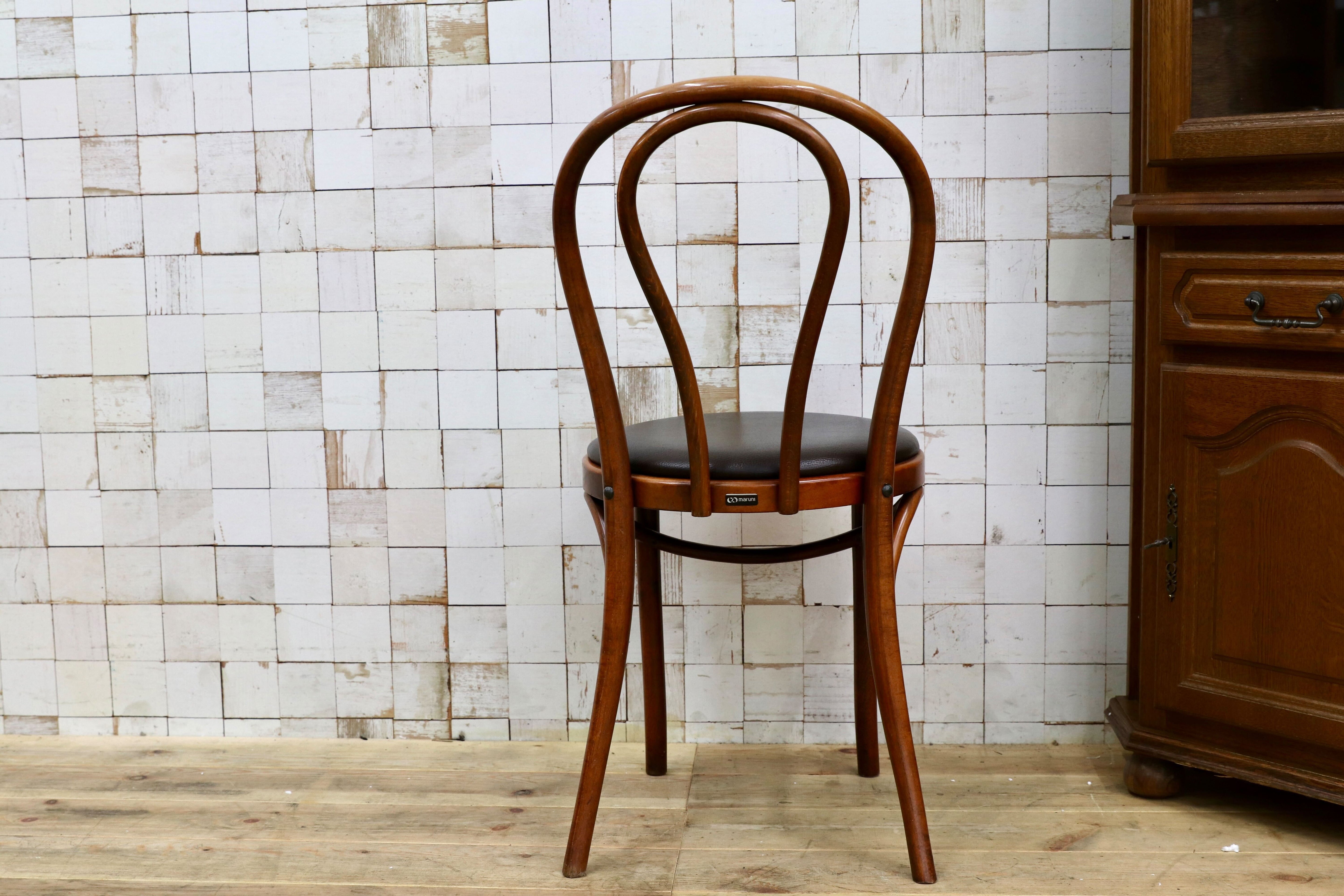 GMIH421J○maruni / マルニ オールド ヴィンテージ ベントウッドチェア ルーマニア製 曲木 アンティーク 合皮 ブナ材 稀少