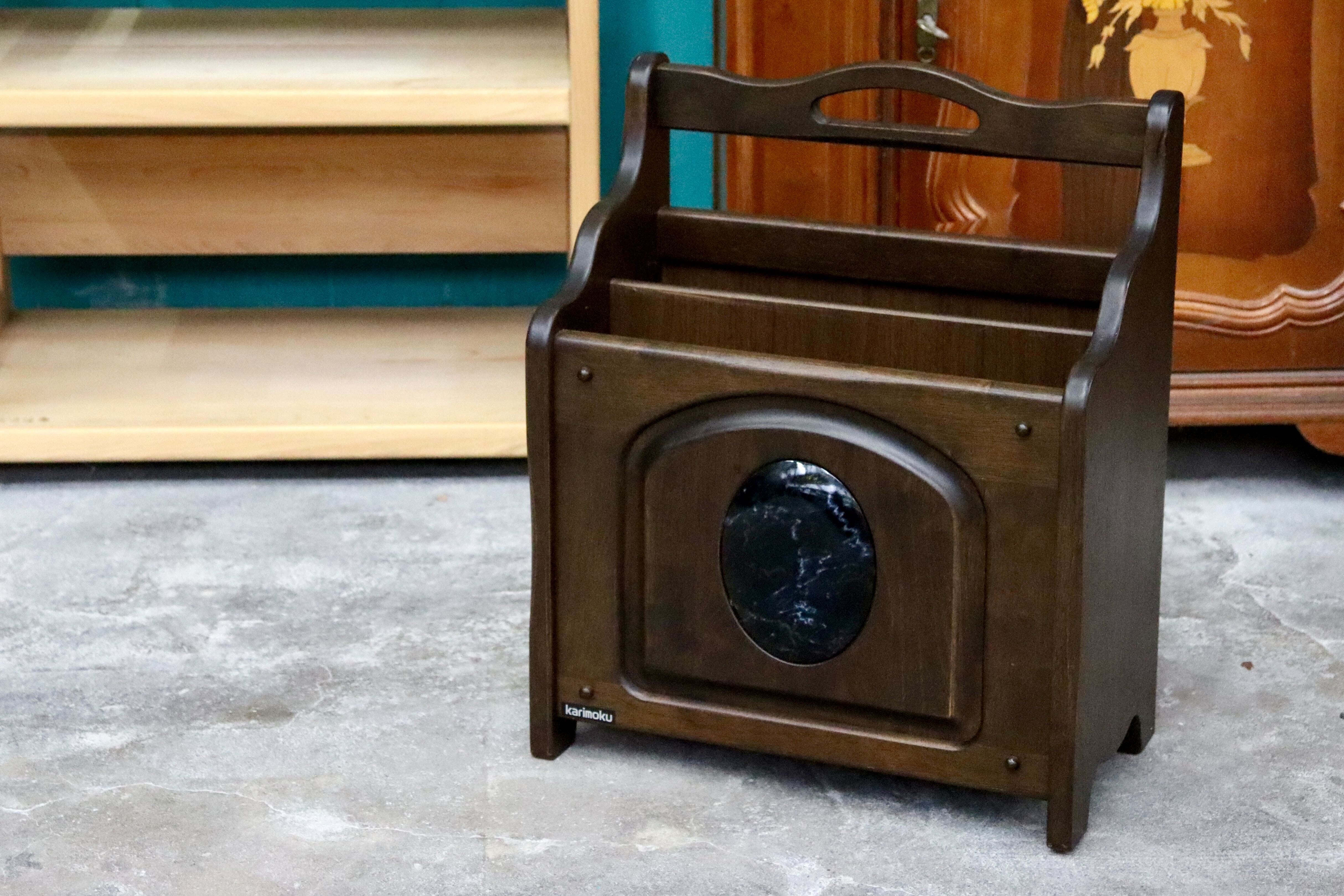 GMIH88○karimoku / カリモク マガジンラック ブックスタンド 木製 ブラウン 国産家具 アンティーク調 レトロ