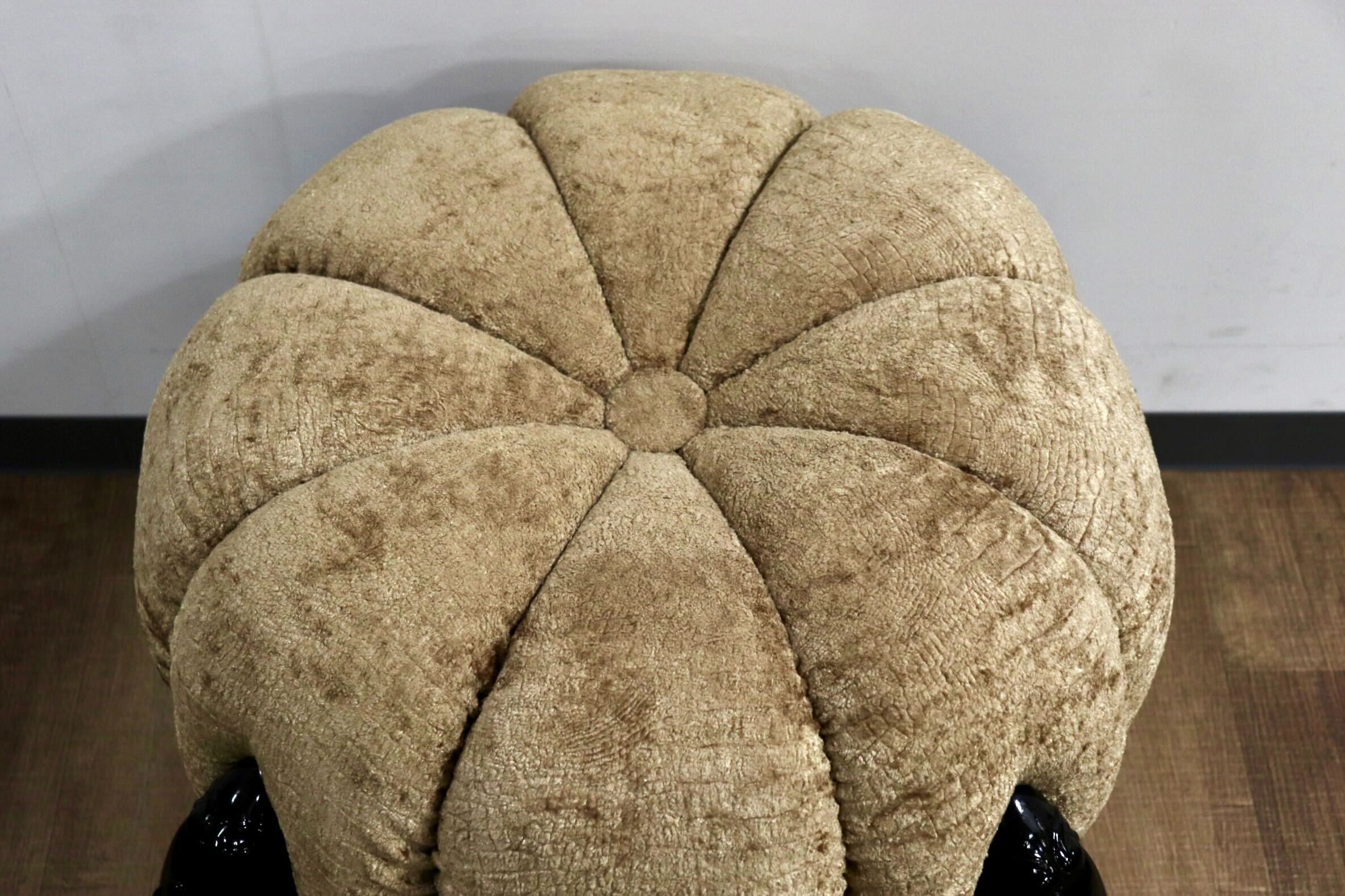 GMHH489H○パンプキンスツール アンティーク調 猫脚 ファブリック オットマン 腰掛け ヨーロピアン エレガント チェア 展示品