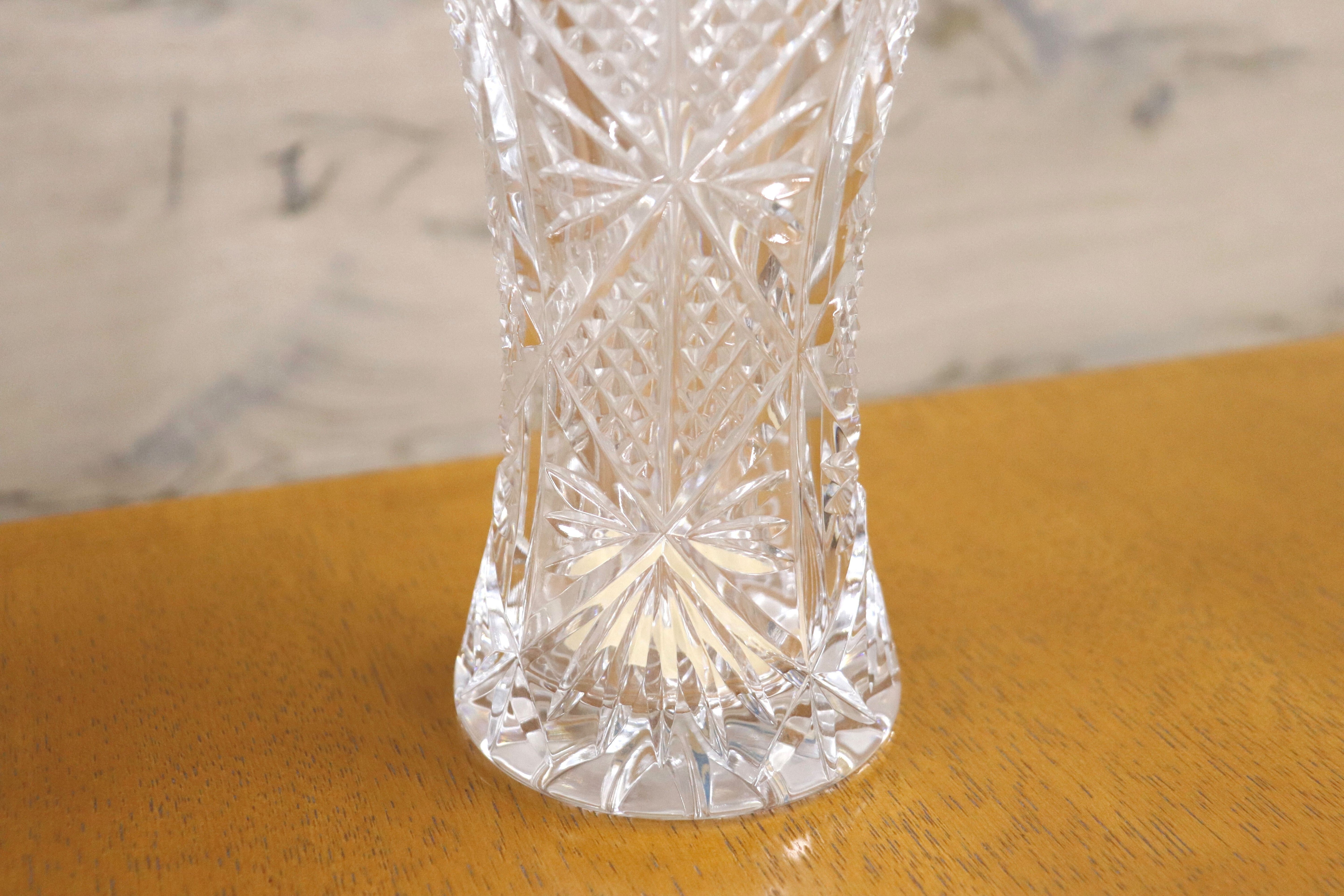 GMHO71○BOHEMIA / ボヘミア フラワーベース 花瓶 箱付 クリア クリスタル ハンドカット チェコスロバキア製 ボヘミアングラス