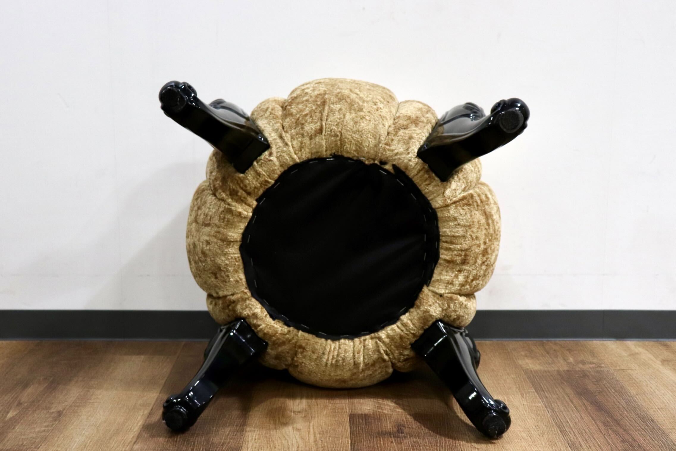 GMHH489H○パンプキンスツール アンティーク調 猫脚 ファブリック オットマン 腰掛け ヨーロピアン エレガント チェア 展示品