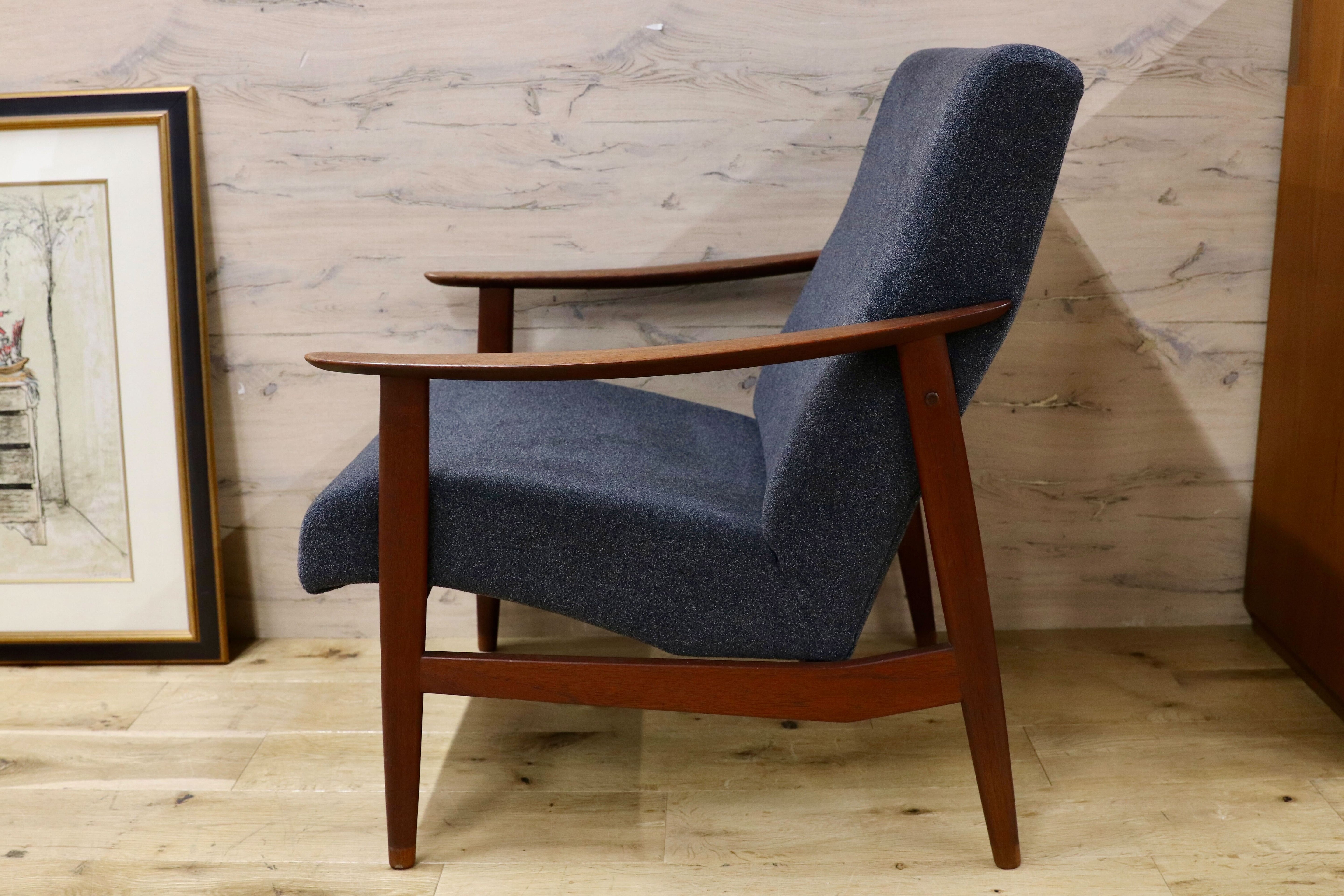 GMFK822A○北欧スタイル ヴィンテージ イージーチェア アームソファ チーク材 60年代 検)天童木工 デンマーク ゲタマ フィンユール