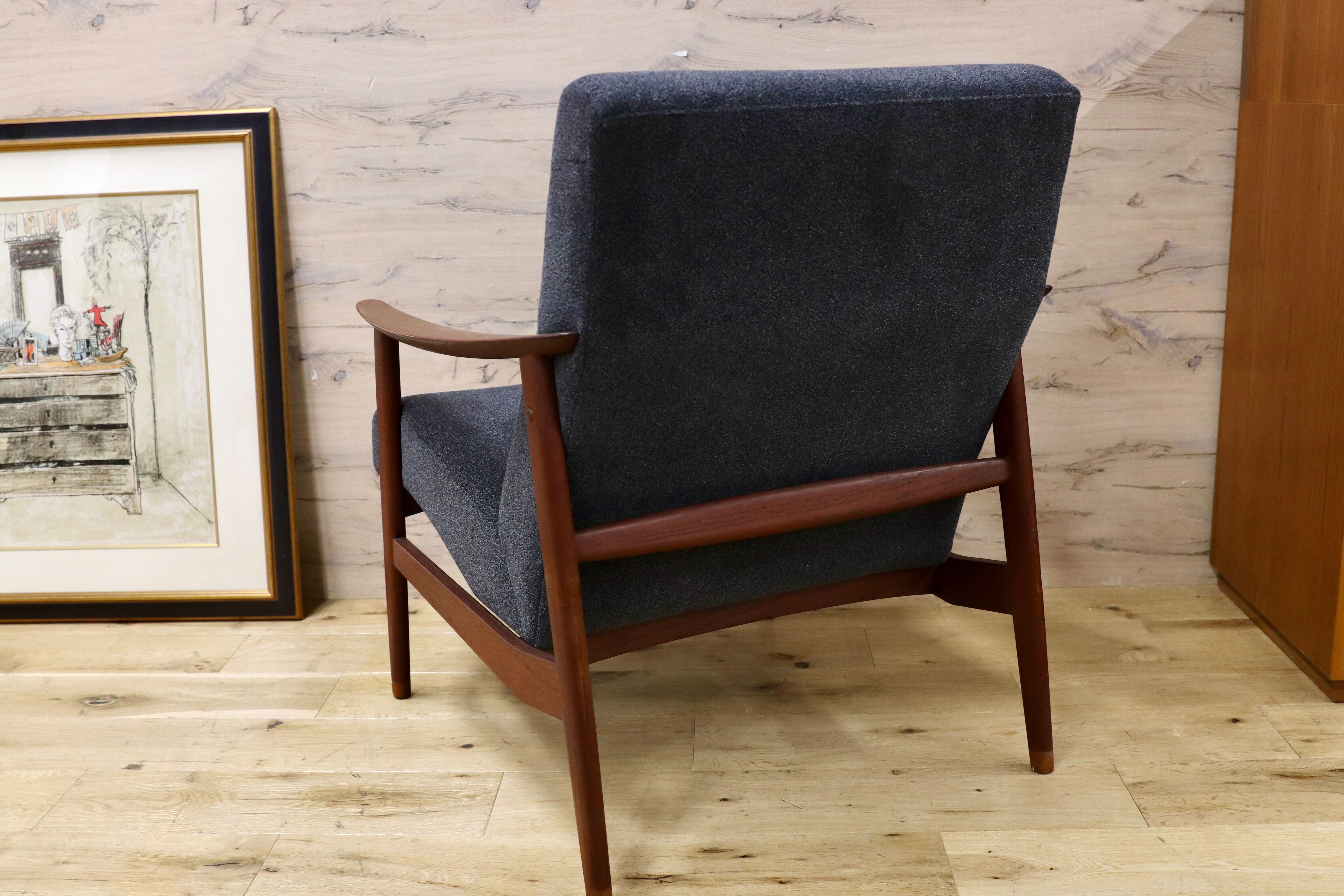 GMFK822A○北欧スタイル ヴィンテージ イージーチェア アームソファ チーク材 60年代 検)天童木工 デンマーク ゲタマ フィンユール