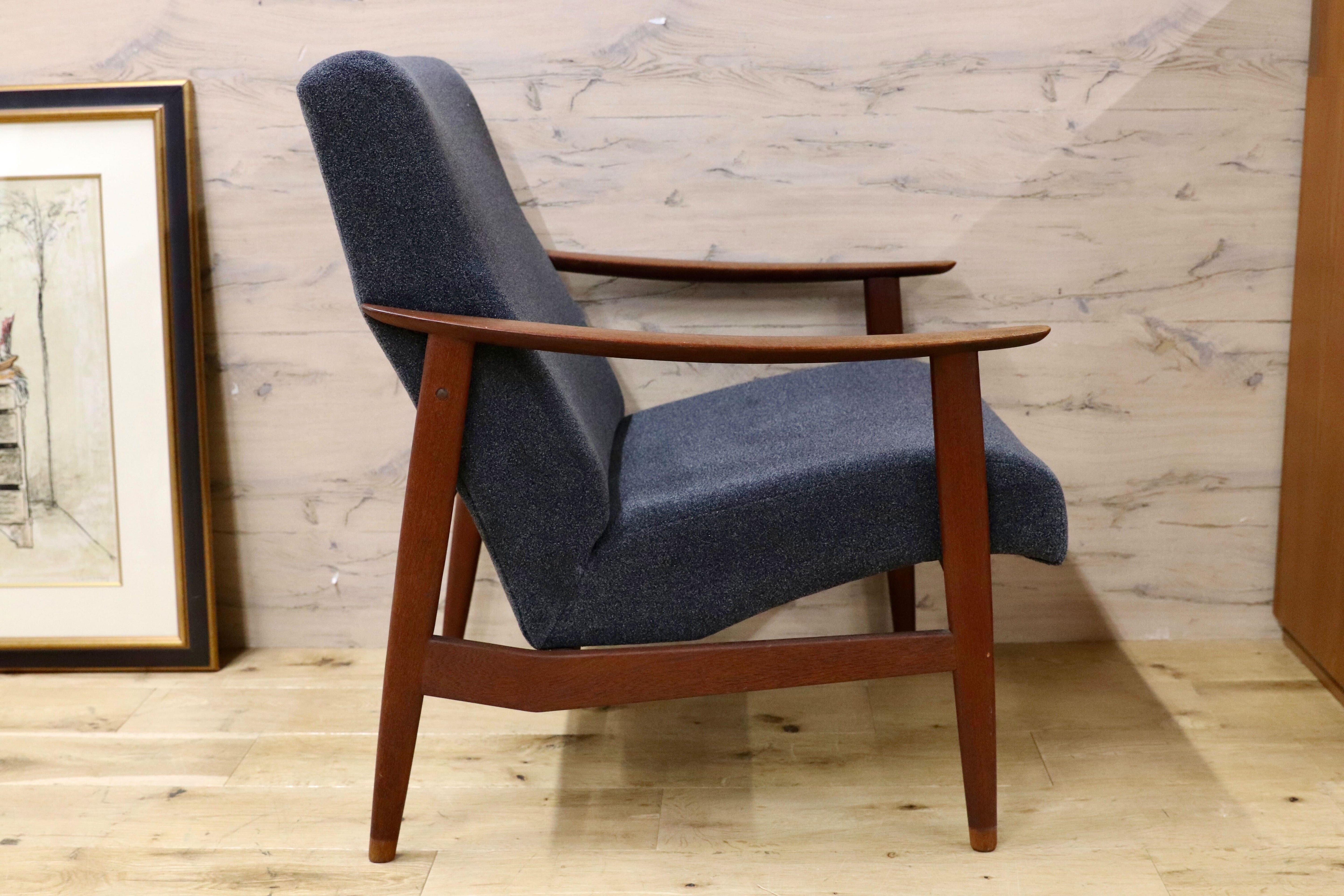 GMFK822A○北欧スタイル ヴィンテージ イージーチェア アームソファ チーク材 60年代 検)天童木工 デンマーク ゲタマ フィンユール