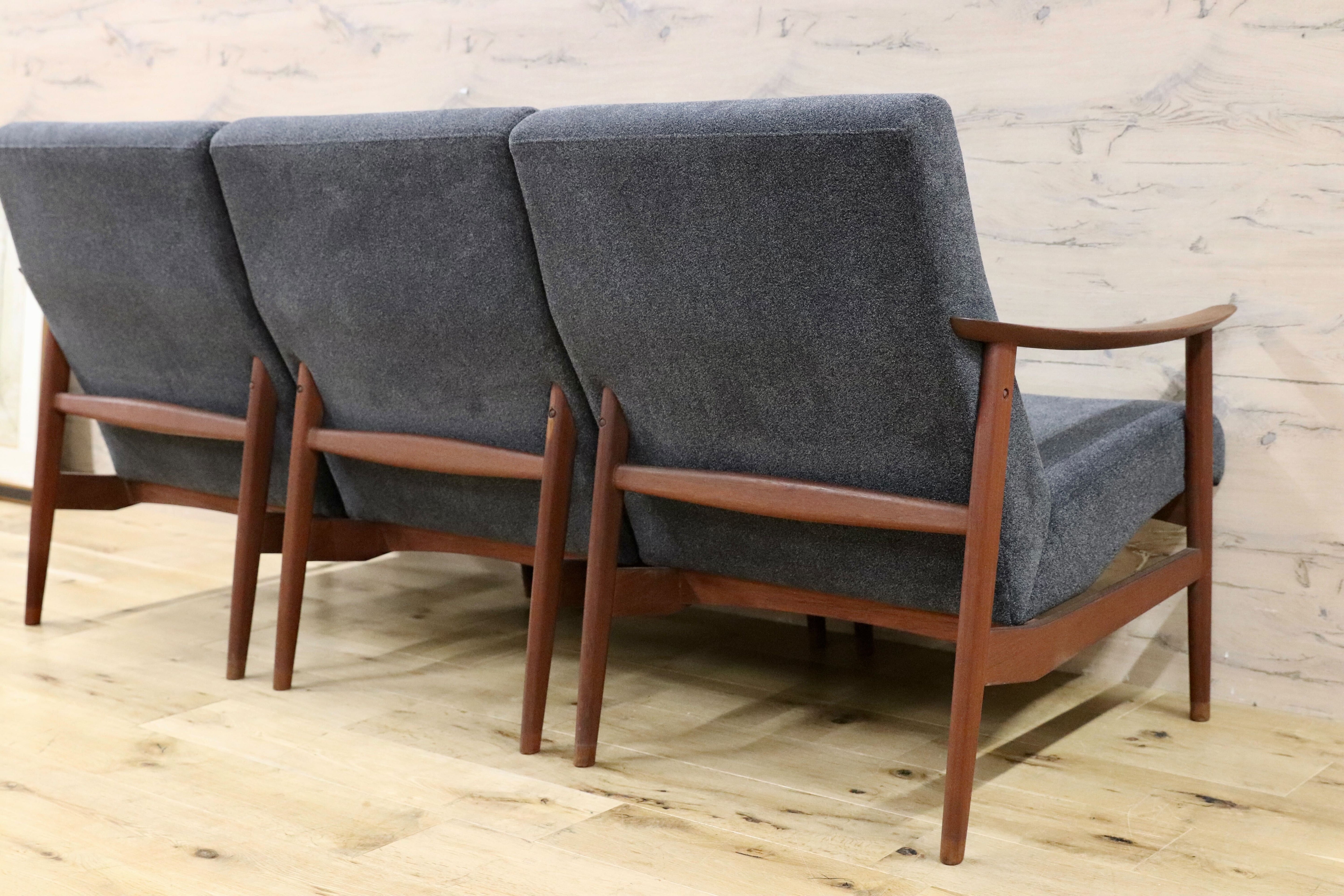 GMFK822C○北欧スタイル ヴィンテージ 3人掛けソファ イージーチェア チーク材 60年代 検)天童木工 デンマーク ゲタマ フィンユール