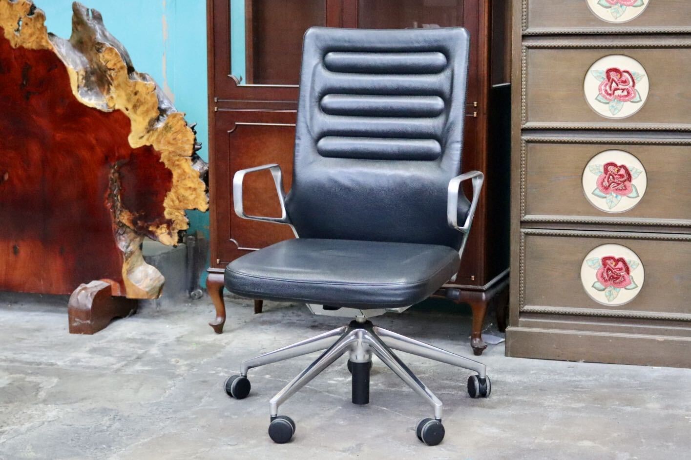 GMJK349○vitra / ヴィトラ AC4 アームチェア ワークチェア オフィスチェア 肘付 リクライニング 本革 アントニオ・チッテリオ スイス家具