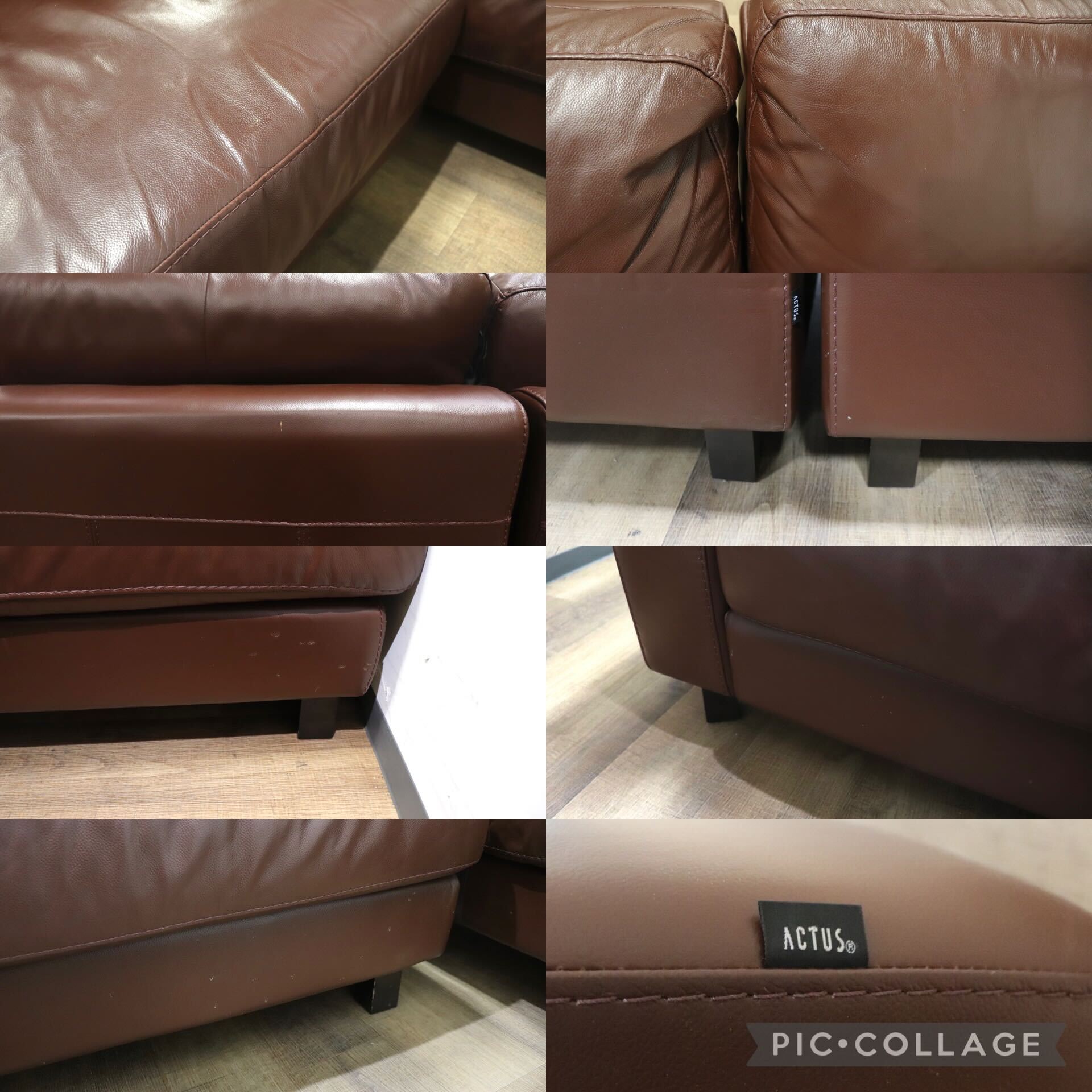 GMHH237○ACTUS / アクタス 3人掛けソファ コーナーソファ カウチソファ 本革 ブラウン 本革 レザー モダン
