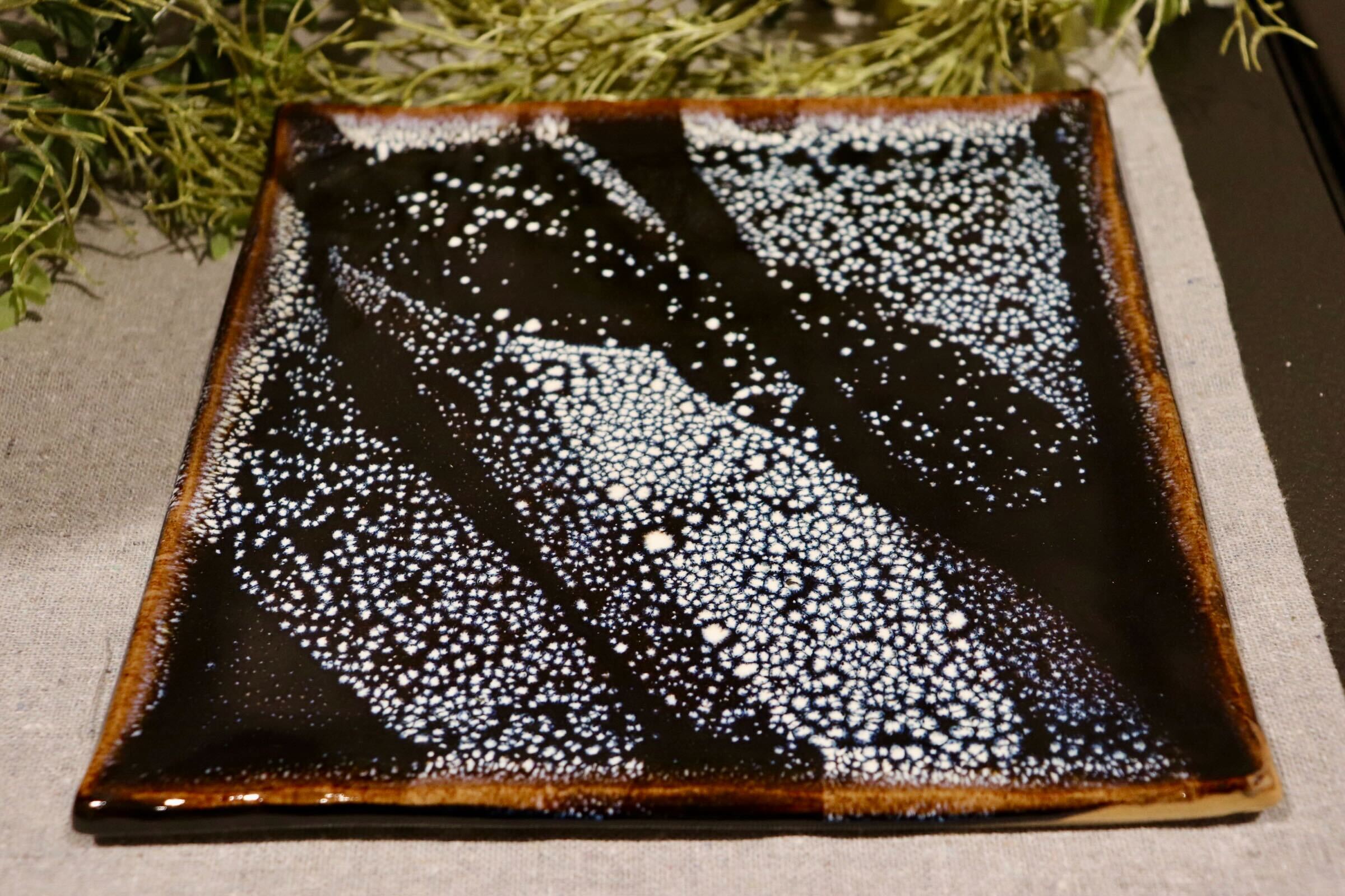 GMIO351A◯陶勝窯 丹波焼 銀河皿角皿 陶器 和食器 伝統工芸 丹波篠山 未使用