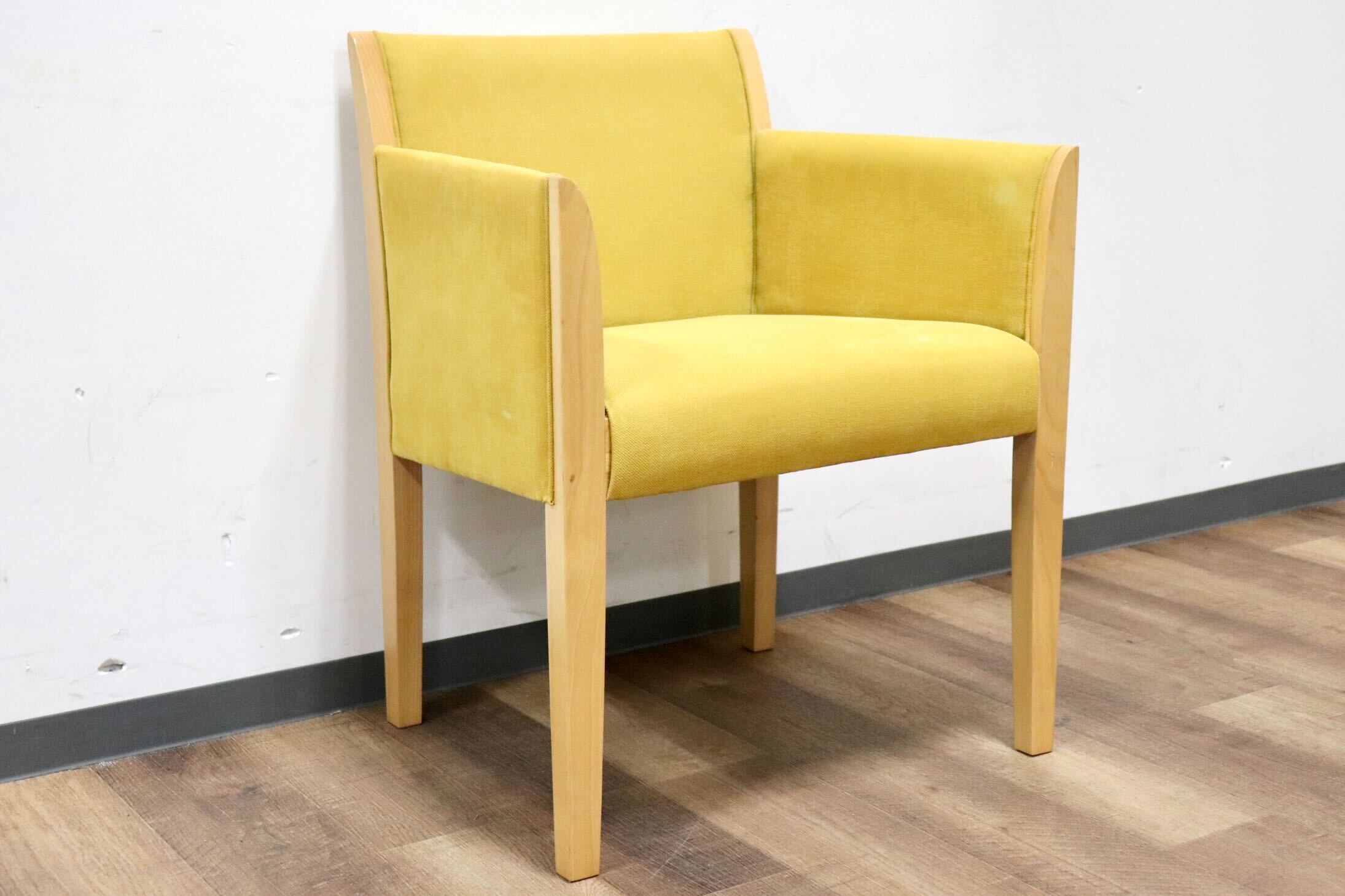 GMHN21C○ADAL / アダル ダイニングチェア アームチェア ラウンジチェア 椅子 イス チェア ファブリック イエロー ナチュラル モダン