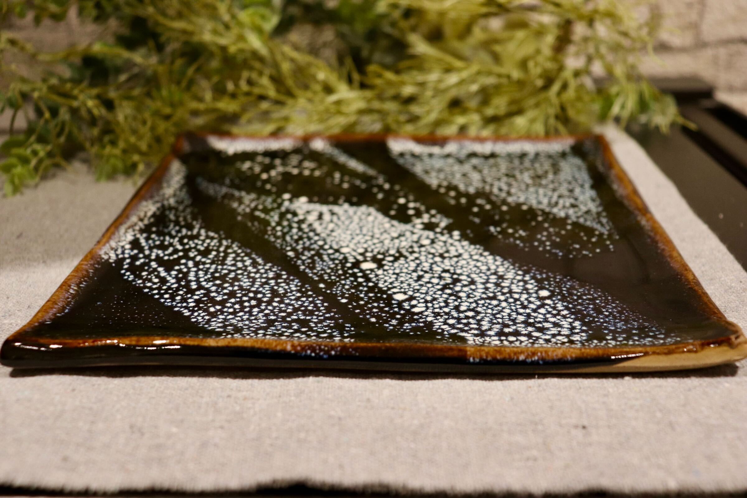 GMIO351A◯陶勝窯 丹波焼 銀河皿角皿 陶器 和食器 伝統工芸 丹波篠山 未使用