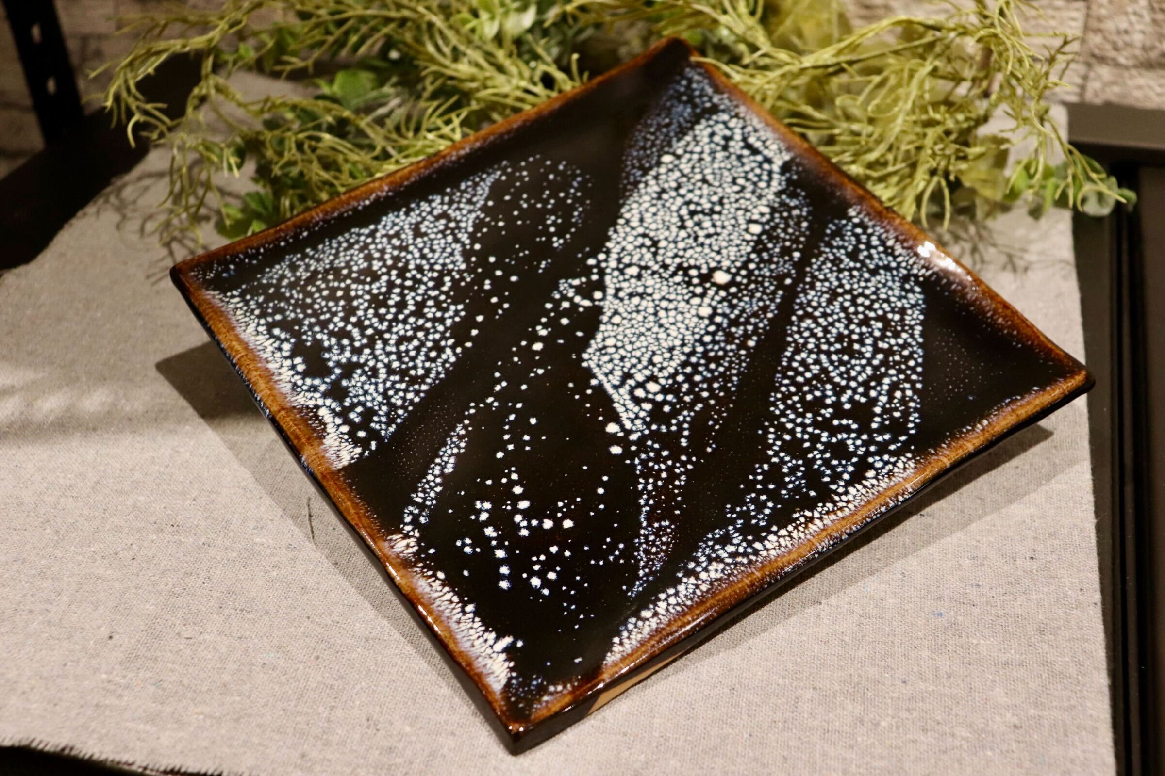 GMIO351A◯陶勝窯 丹波焼 銀河皿角皿 陶器 和食器 伝統工芸 丹波篠山 未使用