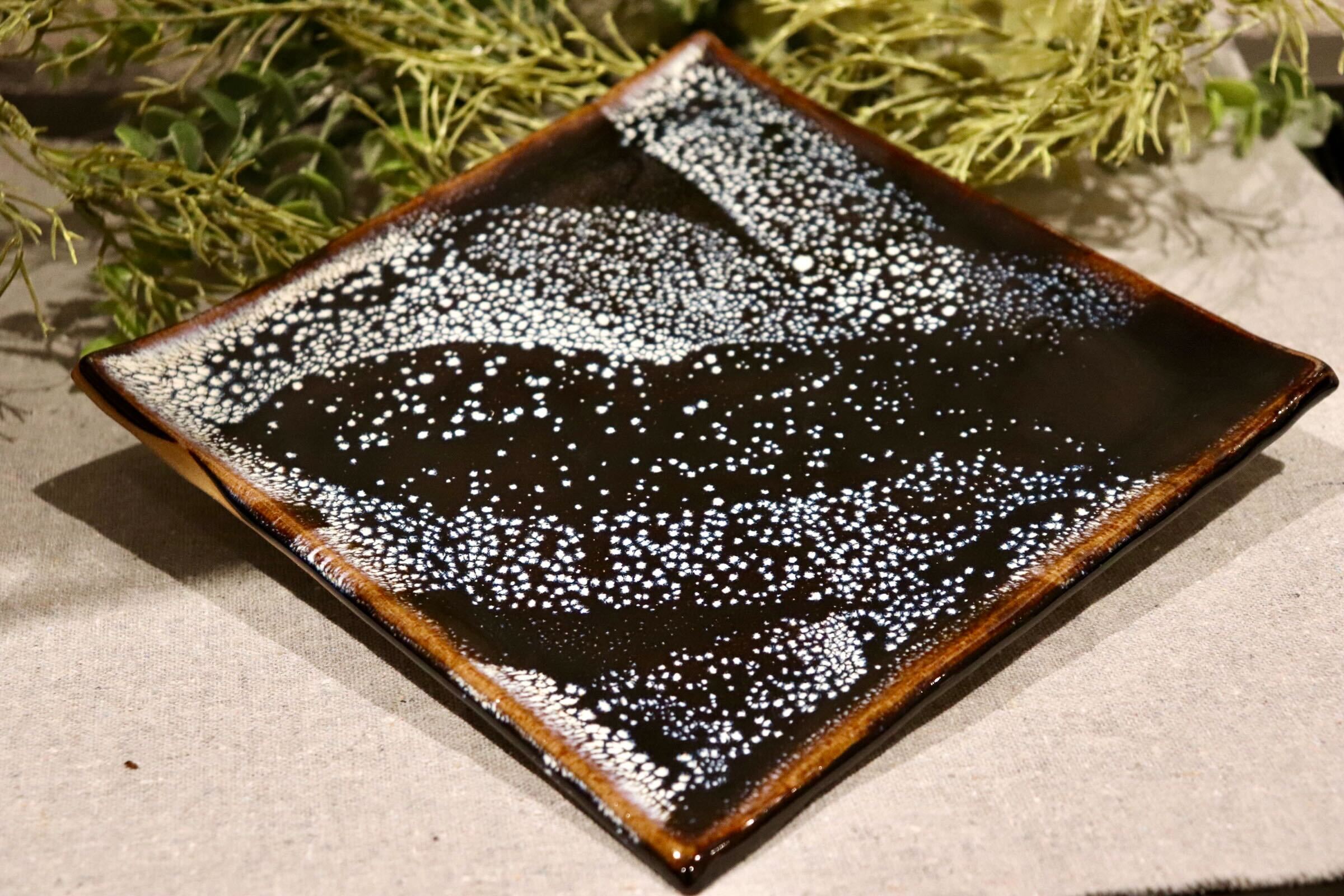 GMIO351B◯陶勝窯 丹波焼 銀河皿角皿 陶器 和食器 伝統工芸 丹波篠山 未使用