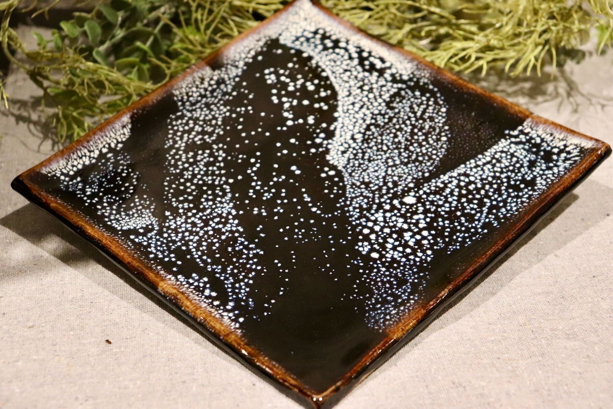GMIO351B◯陶勝窯 丹波焼 銀河皿角皿 陶器 和食器 伝統工芸 丹波篠山 未使用