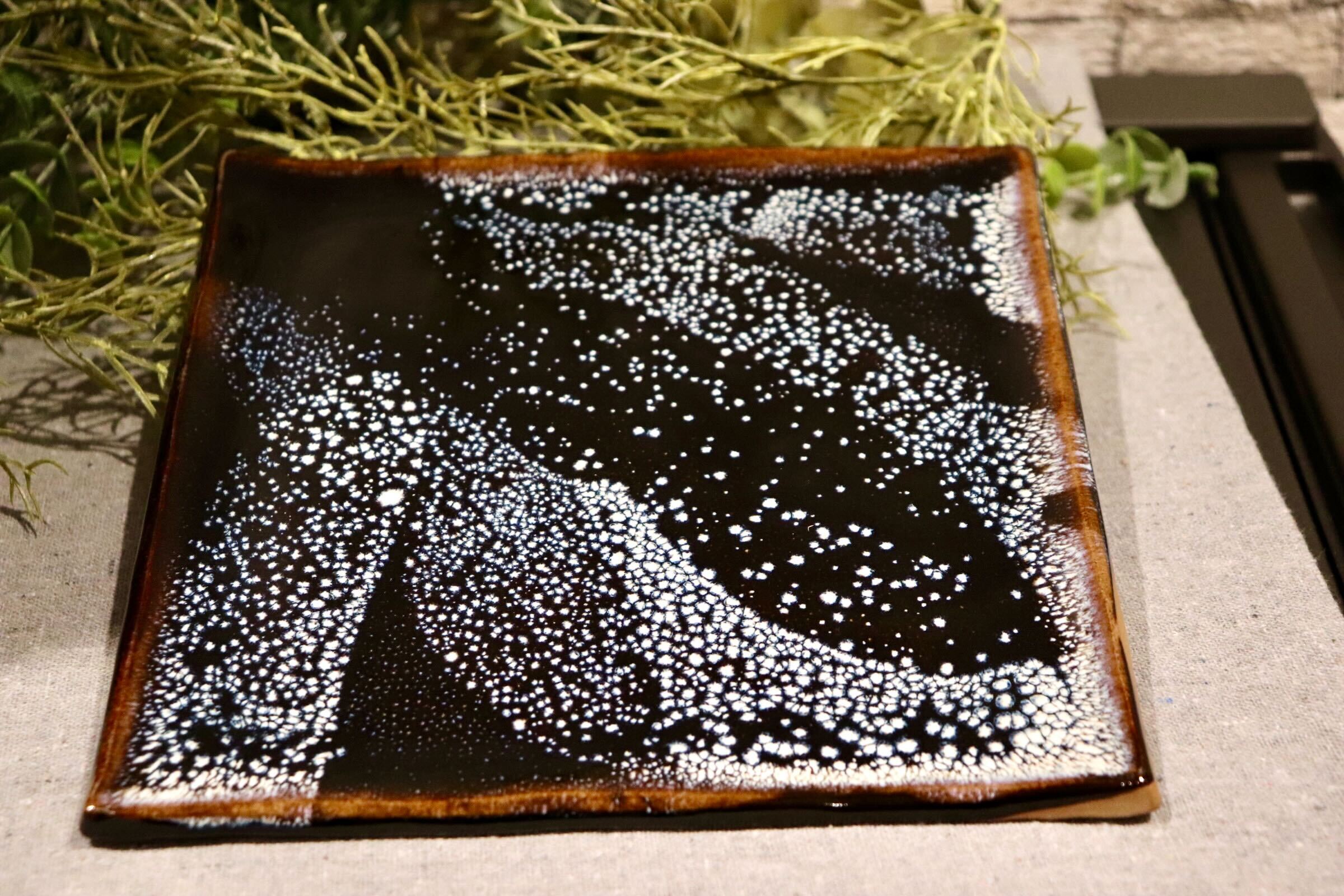 GMIO351B◯陶勝窯 丹波焼 銀河皿角皿 陶器 和食器 伝統工芸 丹波篠山 未使用