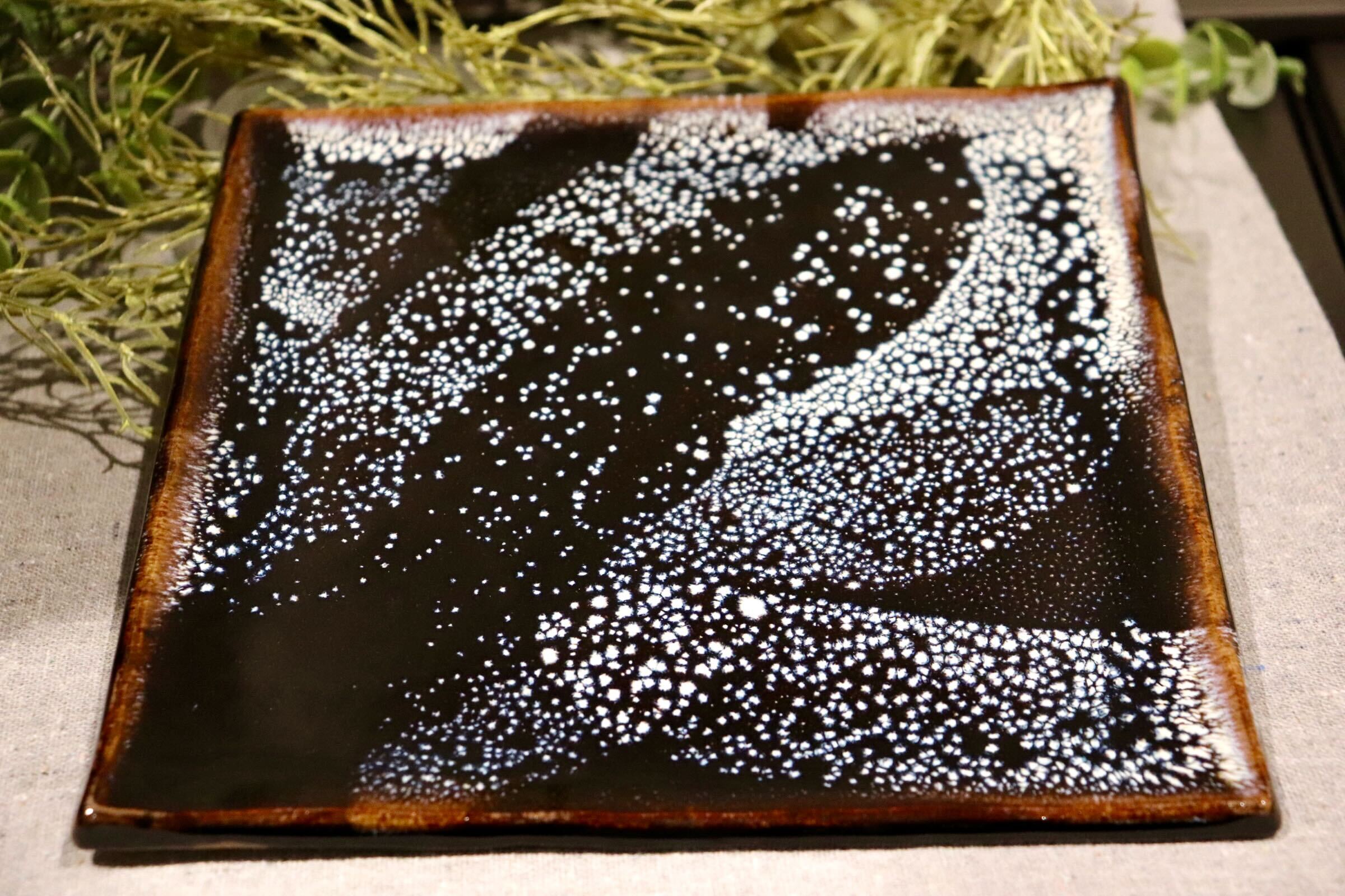 GMIO351B◯陶勝窯 丹波焼 銀河皿角皿 陶器 和食器 伝統工芸 丹波篠山 未使用
