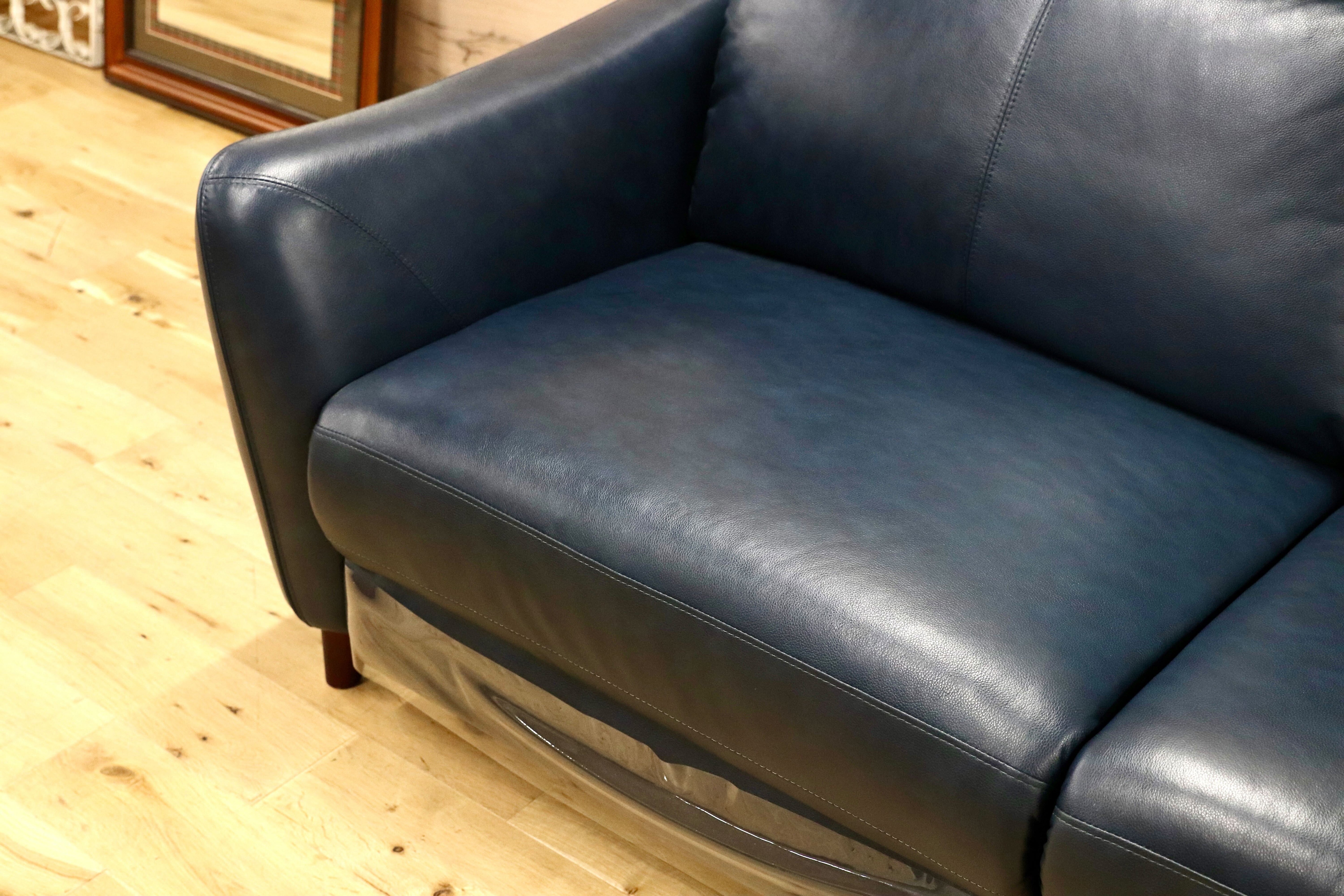 GMHN28○LURKEY SOFA / ラルーキー 2人掛けソファ ラブソファ 電動ソファ 2シーター ブルー 本革 レザー 高級モダン 20年製