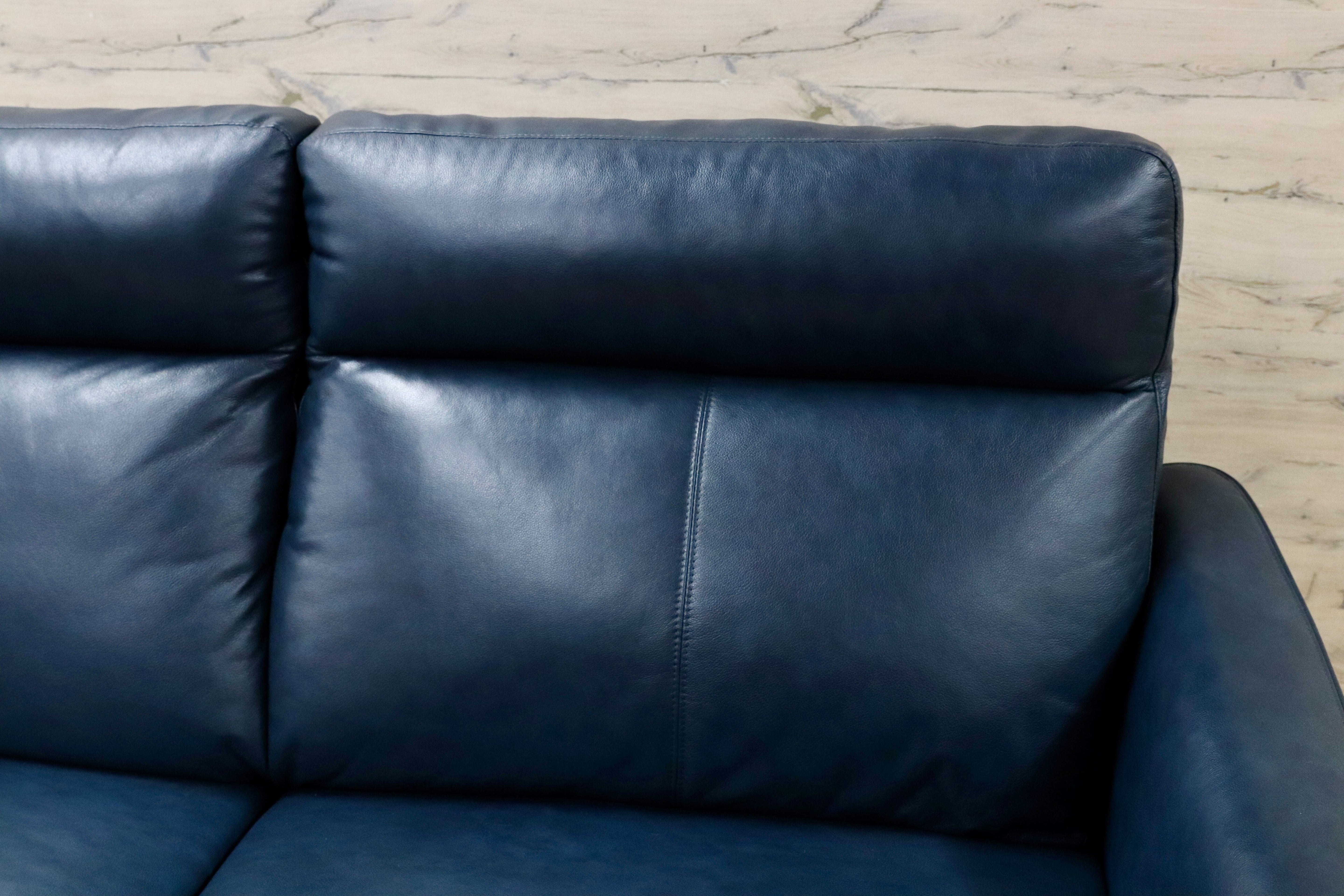 GMHN28○LURKEY SOFA / ラルーキー 2人掛けソファ ラブソファ 電動ソファ 2シーター ブルー 本革 レザー 高級モダン 20年製