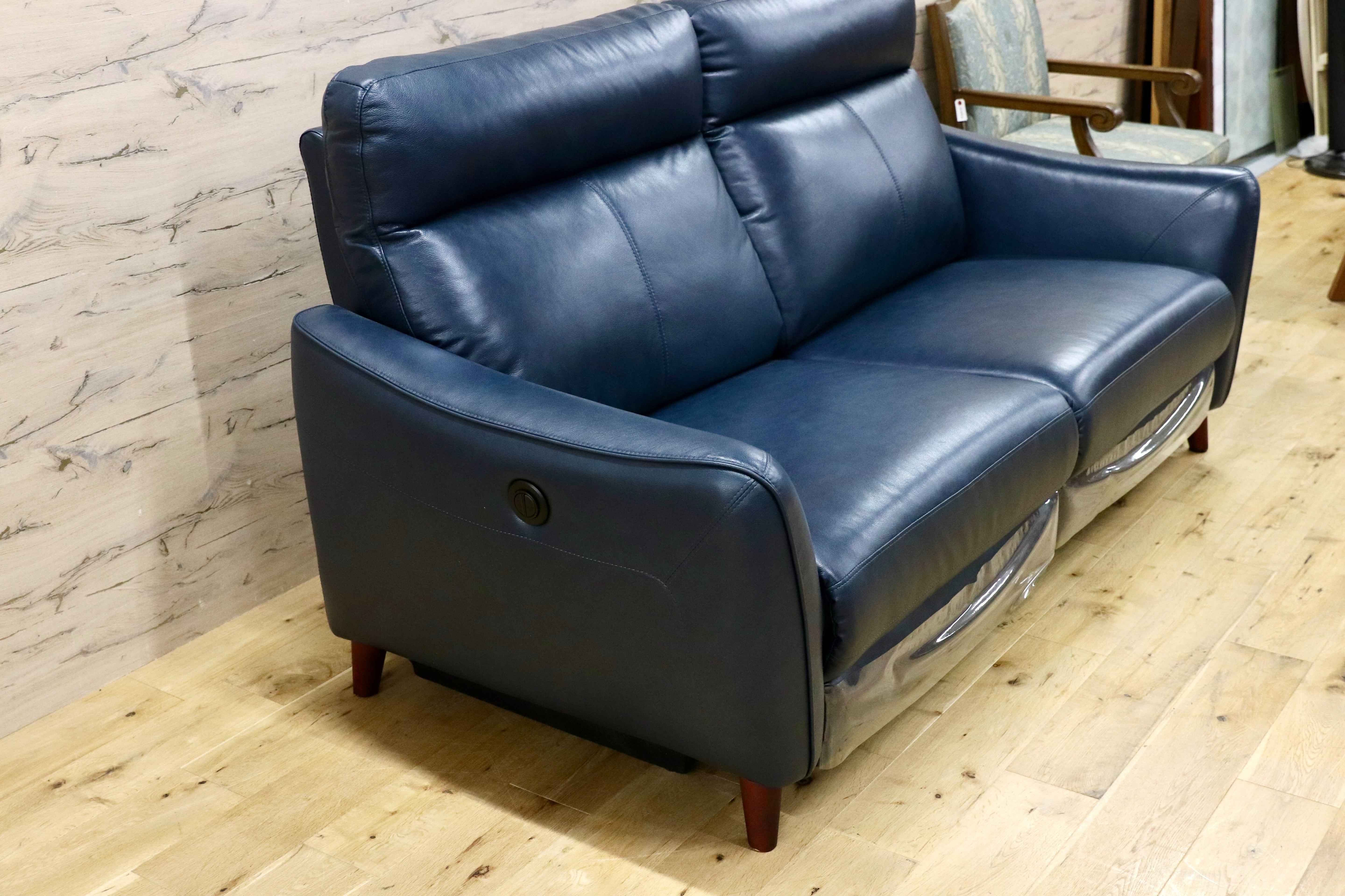 GMHN28○LURKEY SOFA / ラルーキー 2人掛けソファ ラブソファ 電動ソファ 2シーター ブルー 本革 レザー 高級モダン 20年製