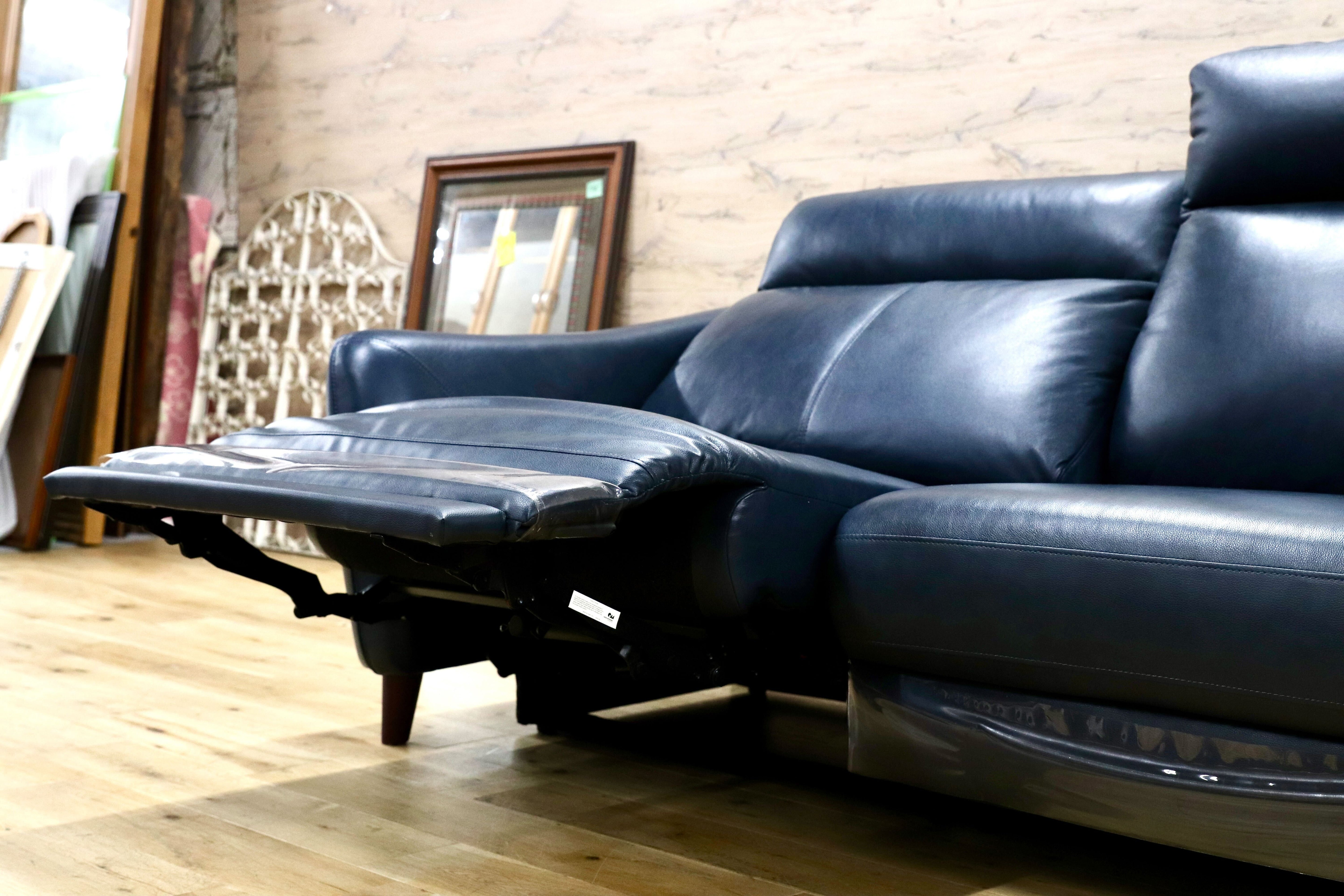 GMHN28○LURKEY SOFA / ラルーキー 2人掛けソファ ラブソファ 電動ソファ 2シーター ブルー 本革 レザー 高級モダン 20年製
