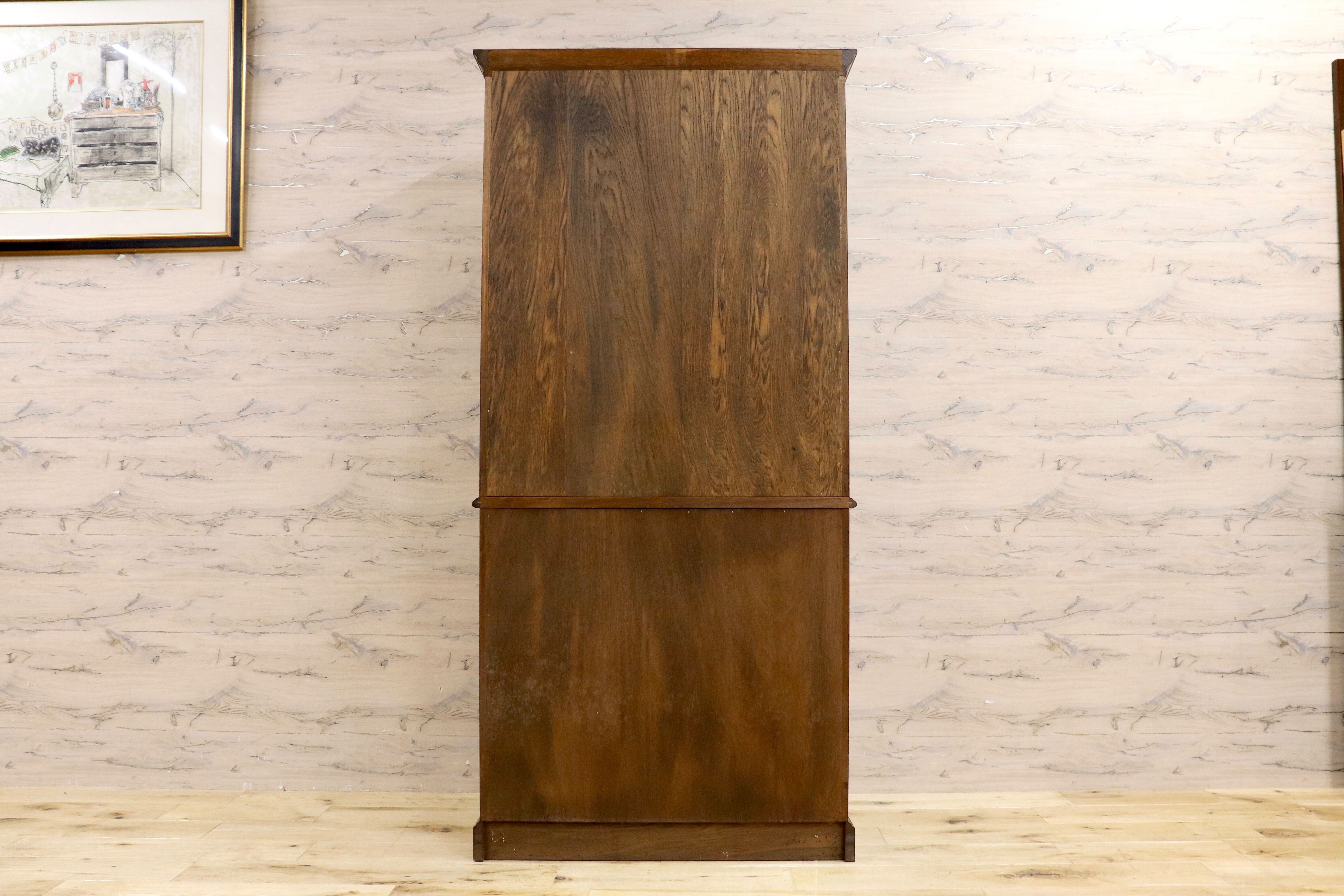 GMIK310A○三越家具 Brugge ブルージュ 食器棚 飾り棚 ステンドグラス カップボード オーク材 英国カントリー アンティーク ヴィンテージ