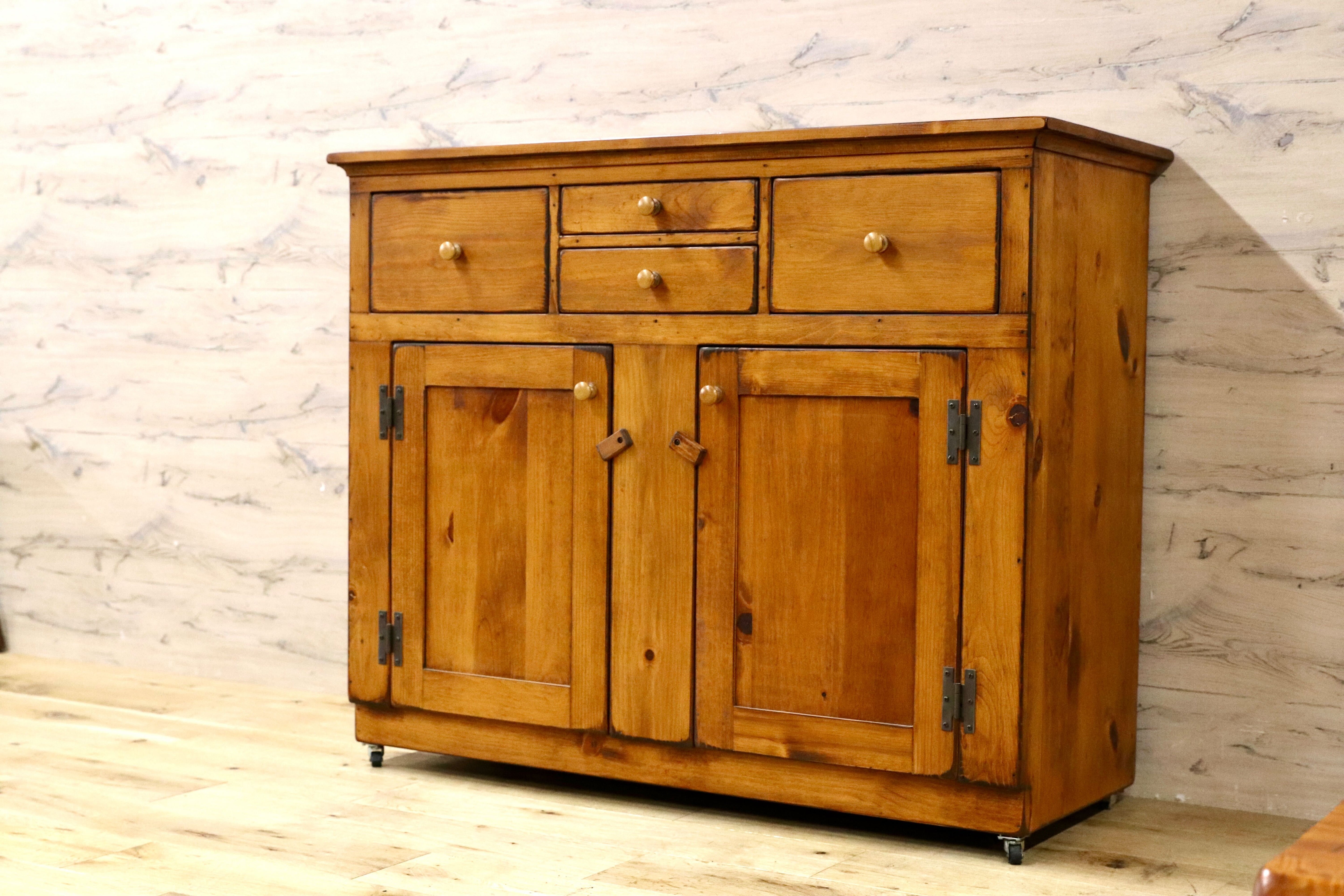 GMIK870B○アンファン カントリー パイン材 キャビネット サイドボード リビングボード チェスト ヴィンテージ