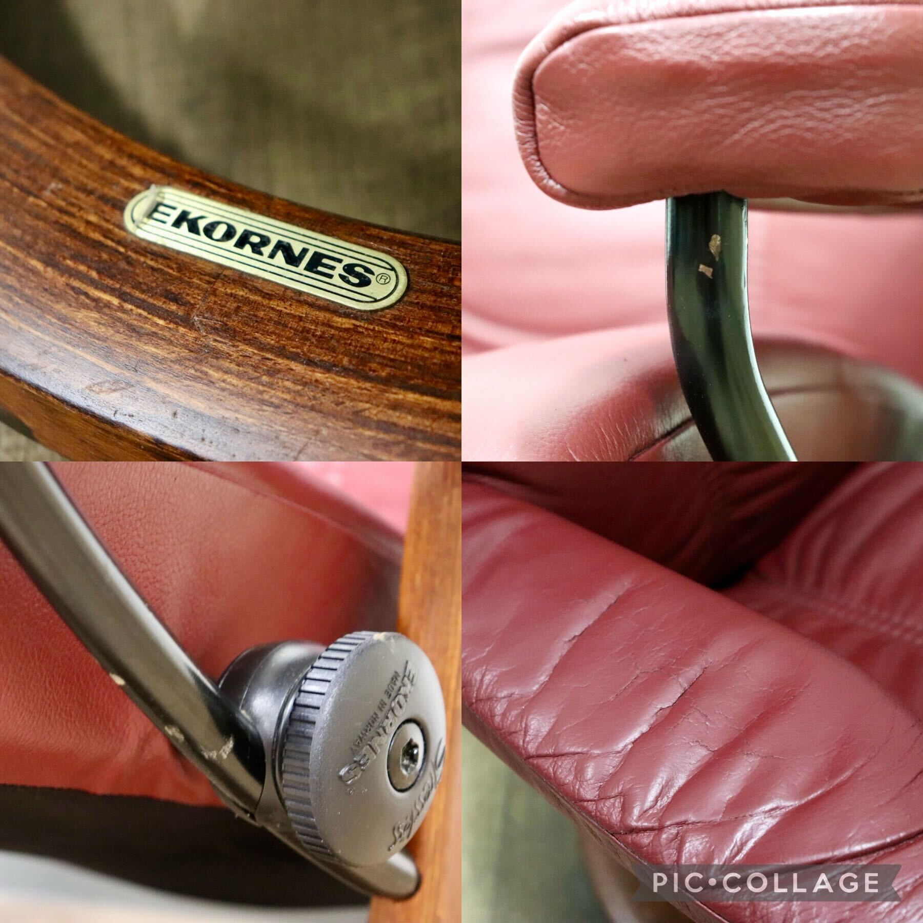 GMGS288○EKORNES / エコーネス コンサル リクライニングチェア パーソナルチェア 北欧 ノルウェー 本革 ワインレッド 定価約24万