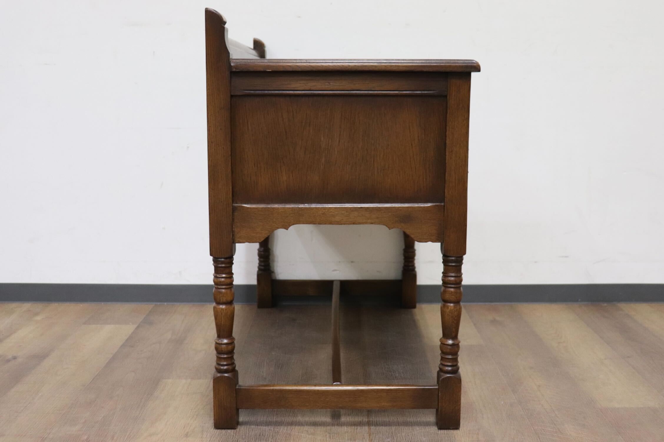 GMIS12○西洋 アンティーク イギリス テレフォンベンチ チェア 椅子 彫刻 レトロ ヨーロピアン クラシック ヴィンテージ オーク材