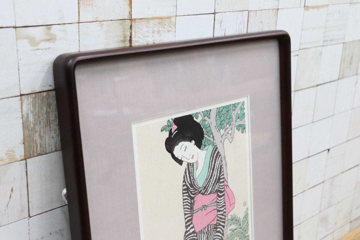 GMJS338B◯竹久夢二 木版画 宵待草 松永安生 彫摺 限定200部 落款有 人間国宝 岩野市兵衛 越前和紙 額装 真作 美術品 大正ロマン