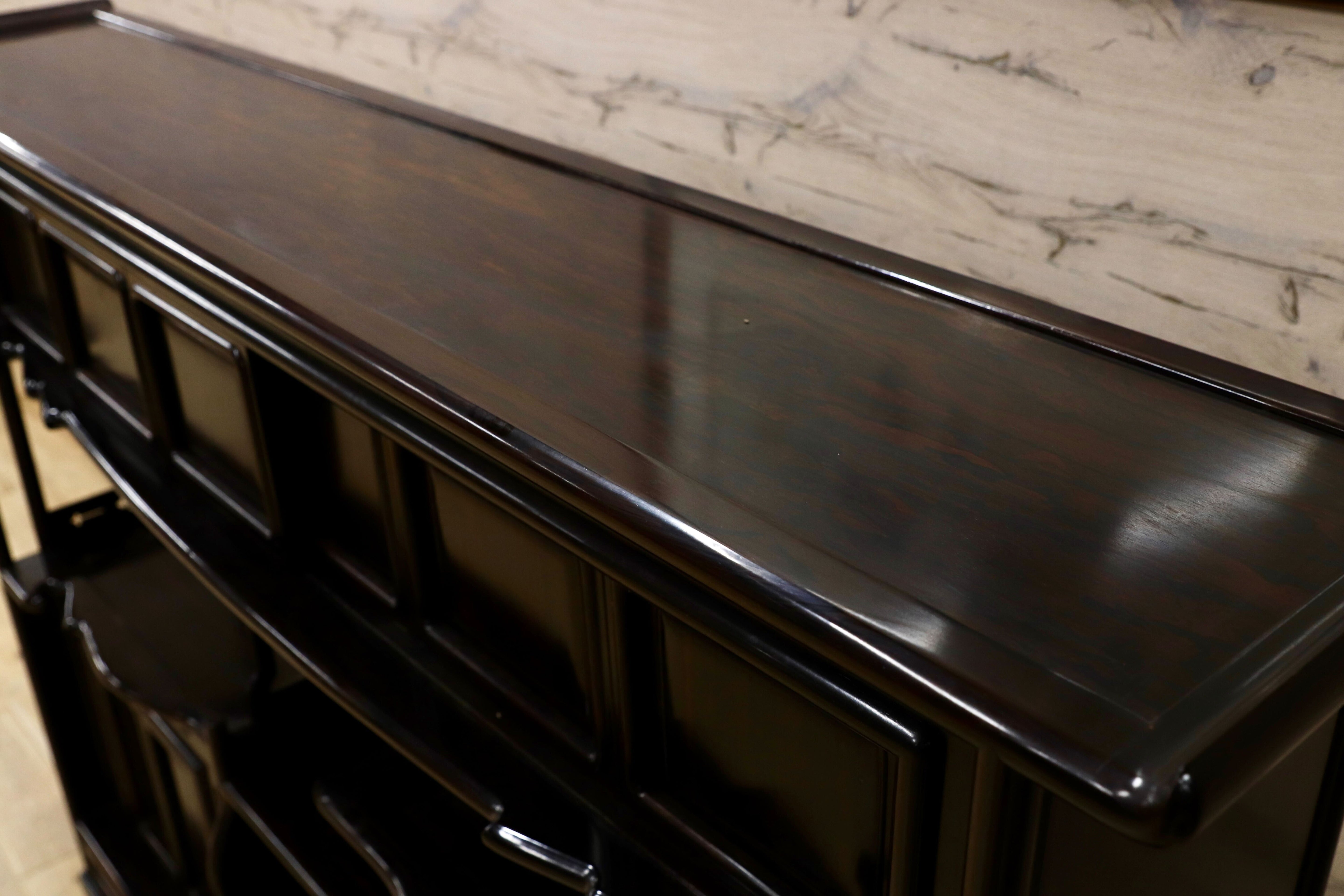 GMIK865○黒檀 最高級 茶棚 サイドボード リビングボード キャビネット 和室 和家具 座敷 和モダン レトロ アンティーク 約130万