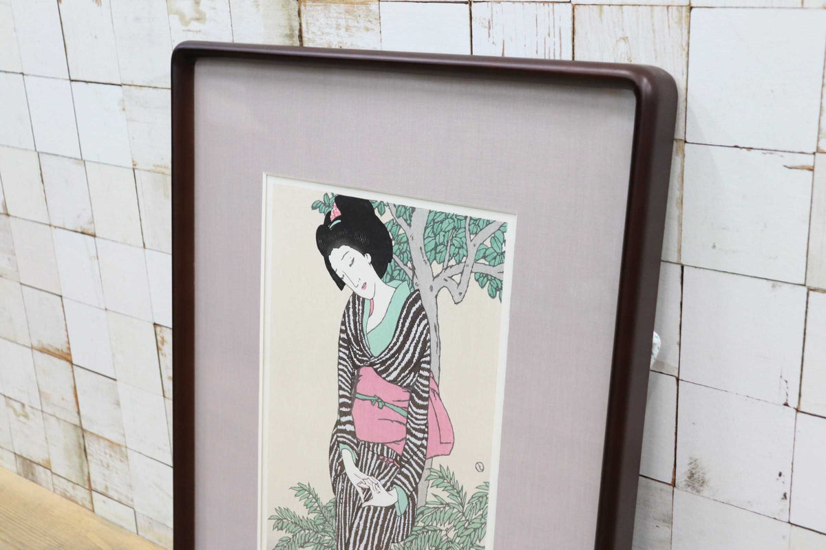 GMJS338B◯竹久夢二 木版画 宵待草 松永安生 彫摺 限定200部 落款有 人間国宝 岩野市兵衛 越前和紙 額装 真作 美術品 大正ロマン