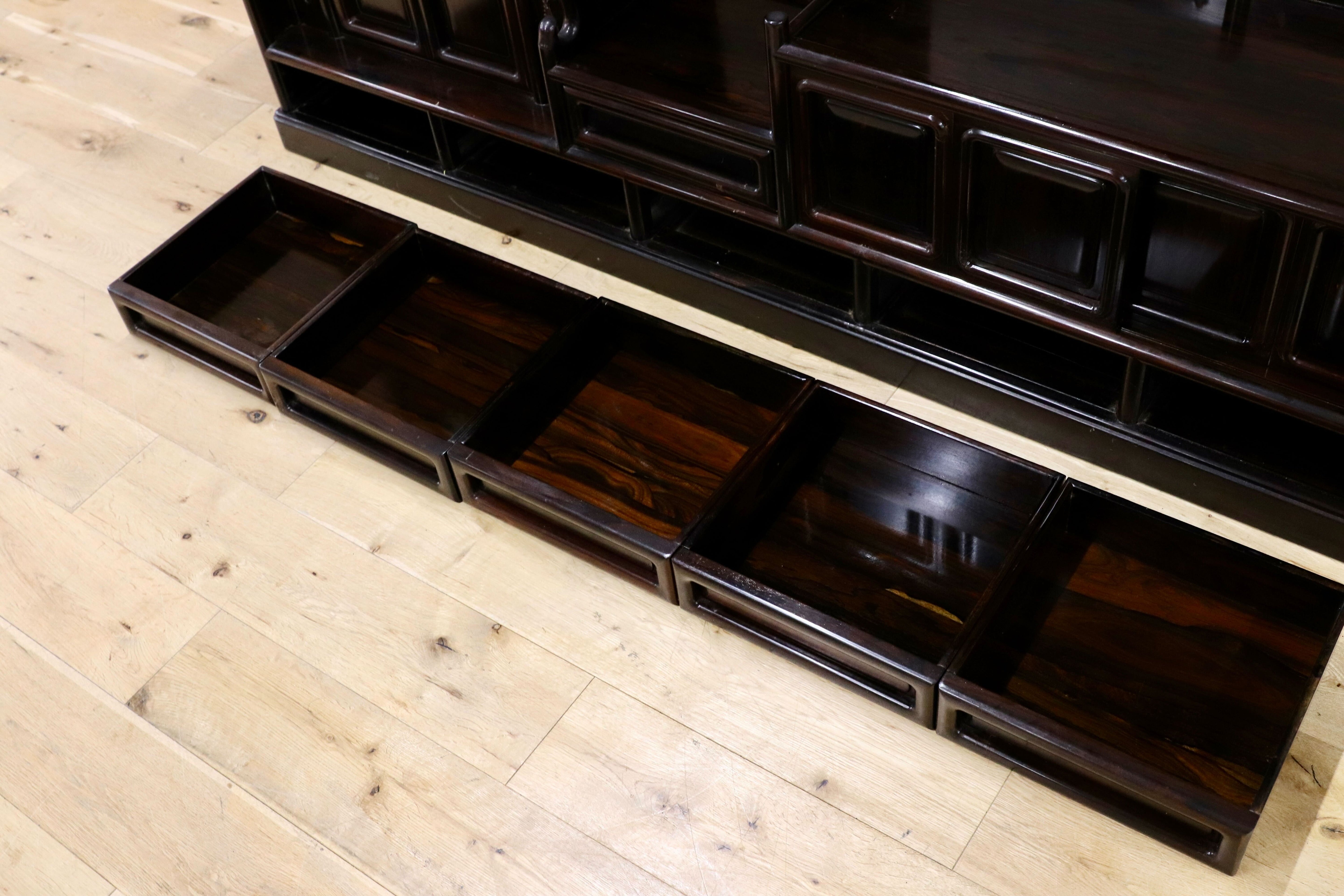 GMIK865○黒檀 最高級 茶棚 サイドボード リビングボード キャビネット 和室 和家具 座敷 和モダン レトロ アンティーク 約130万